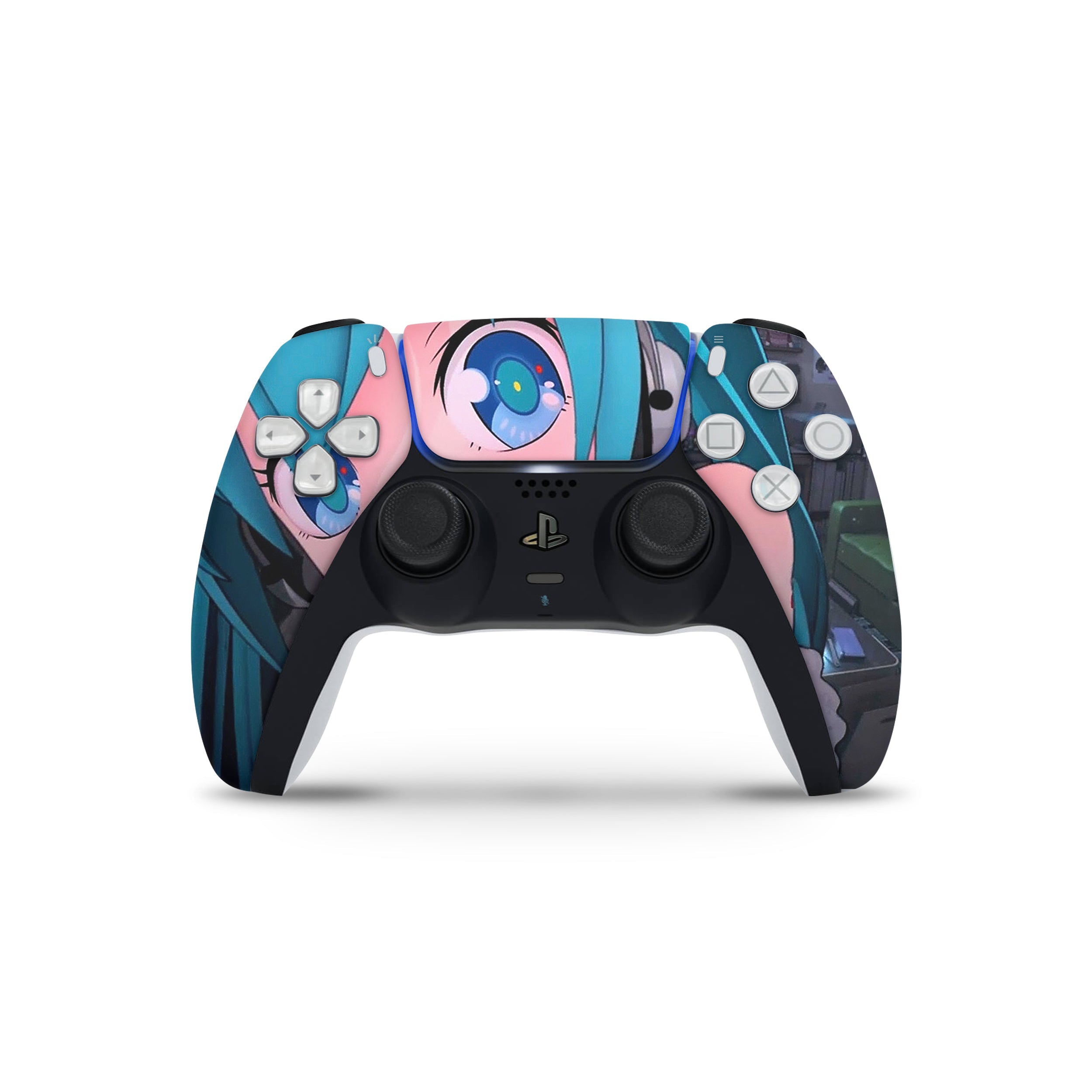 Customize Your PS5 DualSense Controller with Anime Blue Haired Girl Skin!