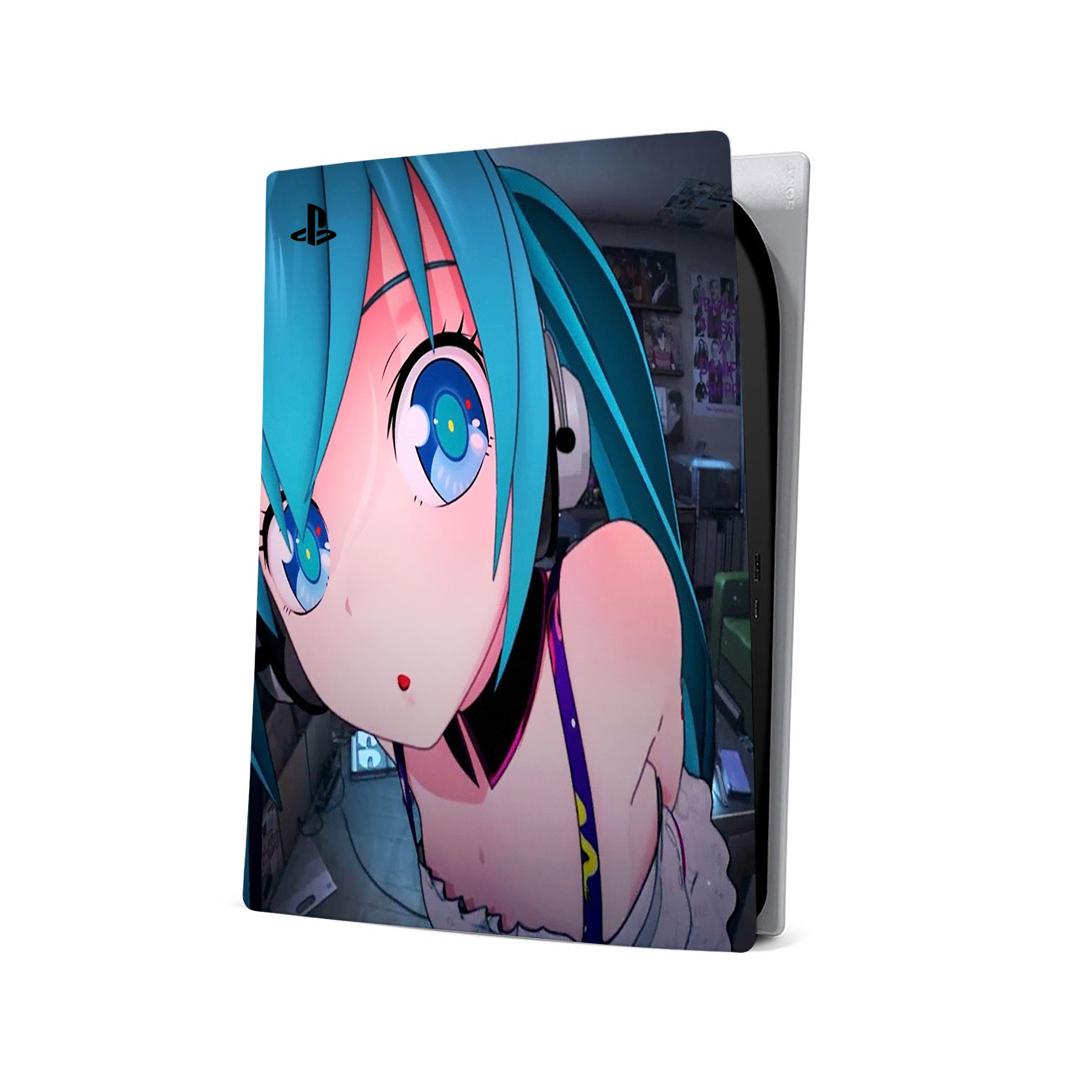 Customize Your PS5 with Anime Blue Haired Girl Skin!