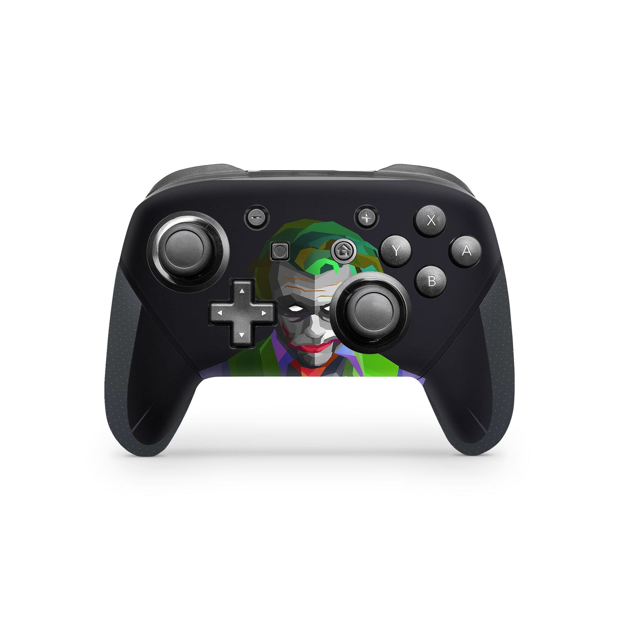 A video game skin featuring a Chaotic Clown King of Crime 1 design for the Nintendo Switch Pro Controller.