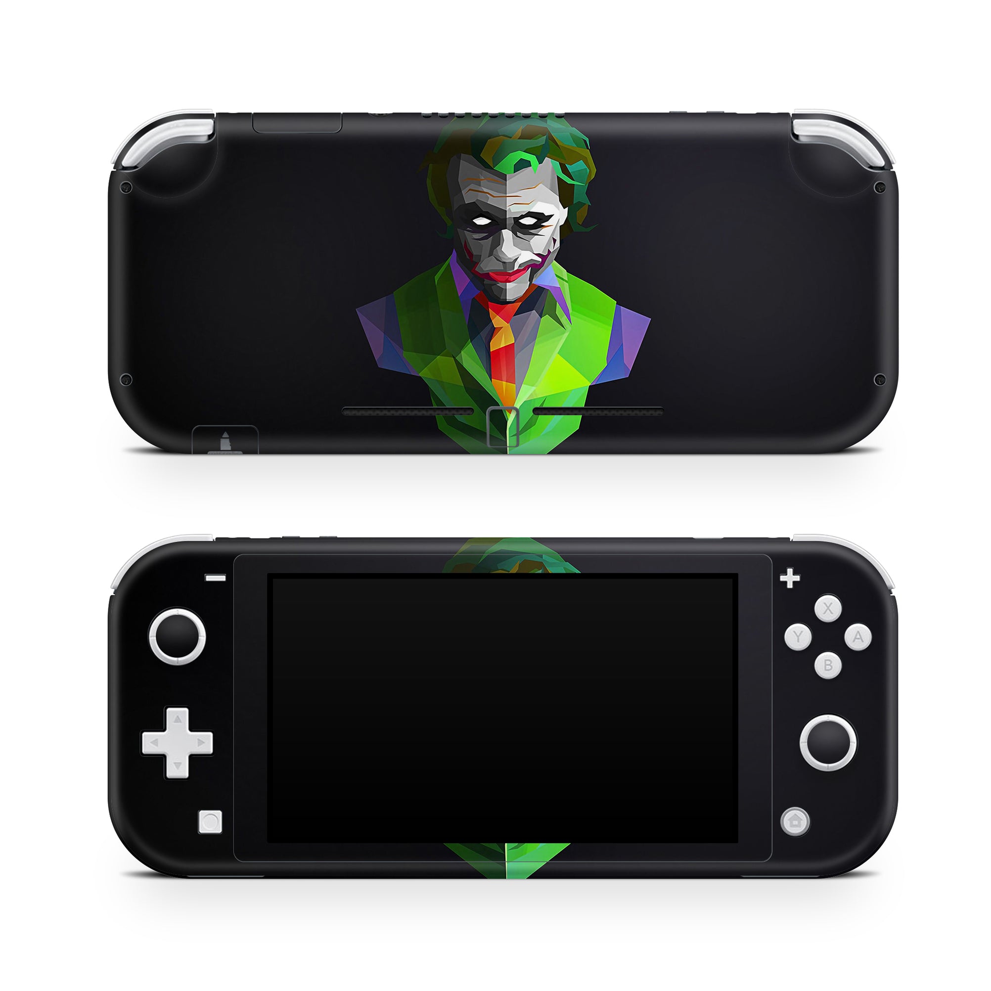 A video game skin featuring a Chaotic Clown King of Crime 1 design for the Nintendo Switch Lite.