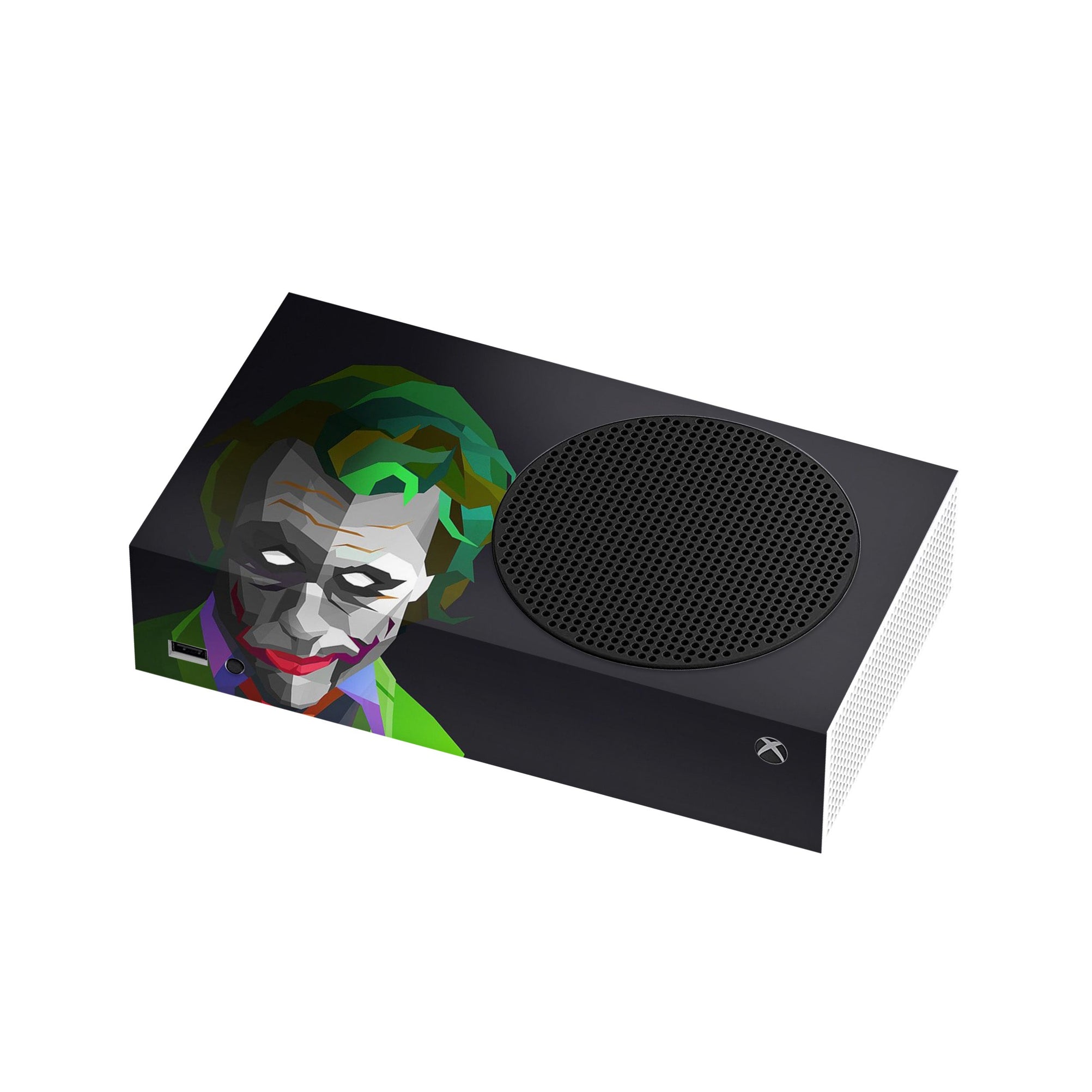 A video game skin featuring a Chaotic Clown King of Crime 1 design for the Xbox Series S.