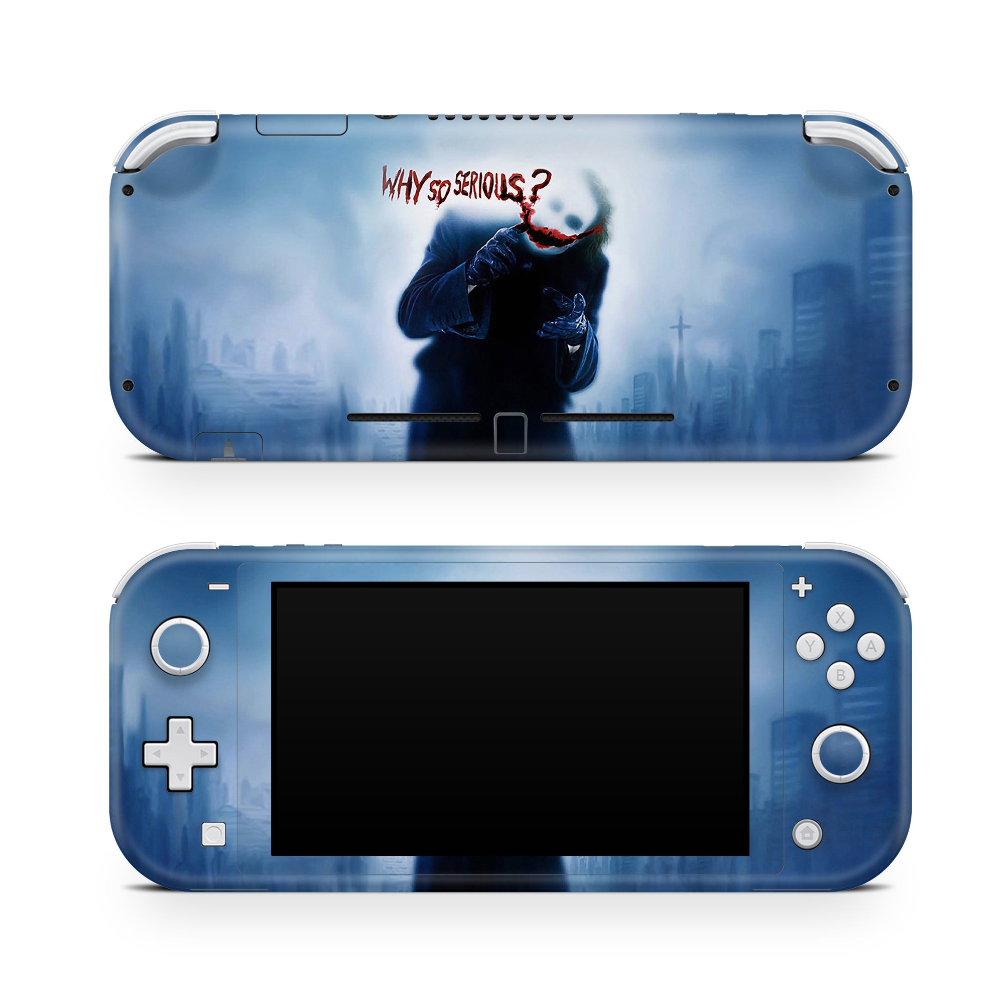 A video game skin featuring a Chaotic Clown King of Crime 10 design for the Nintendo Switch Lite.