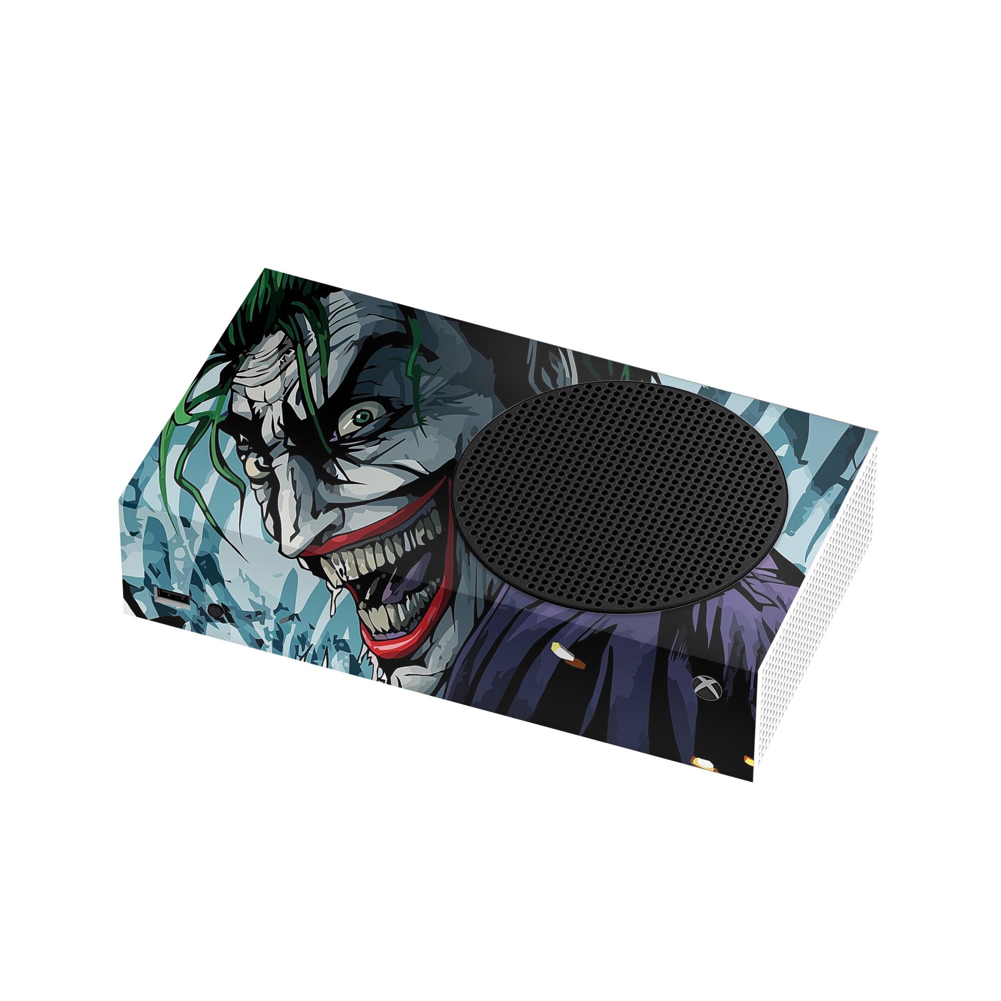 A video game skin featuring a Chaotic Clown King of Crime 11 design for the Xbox Series S.