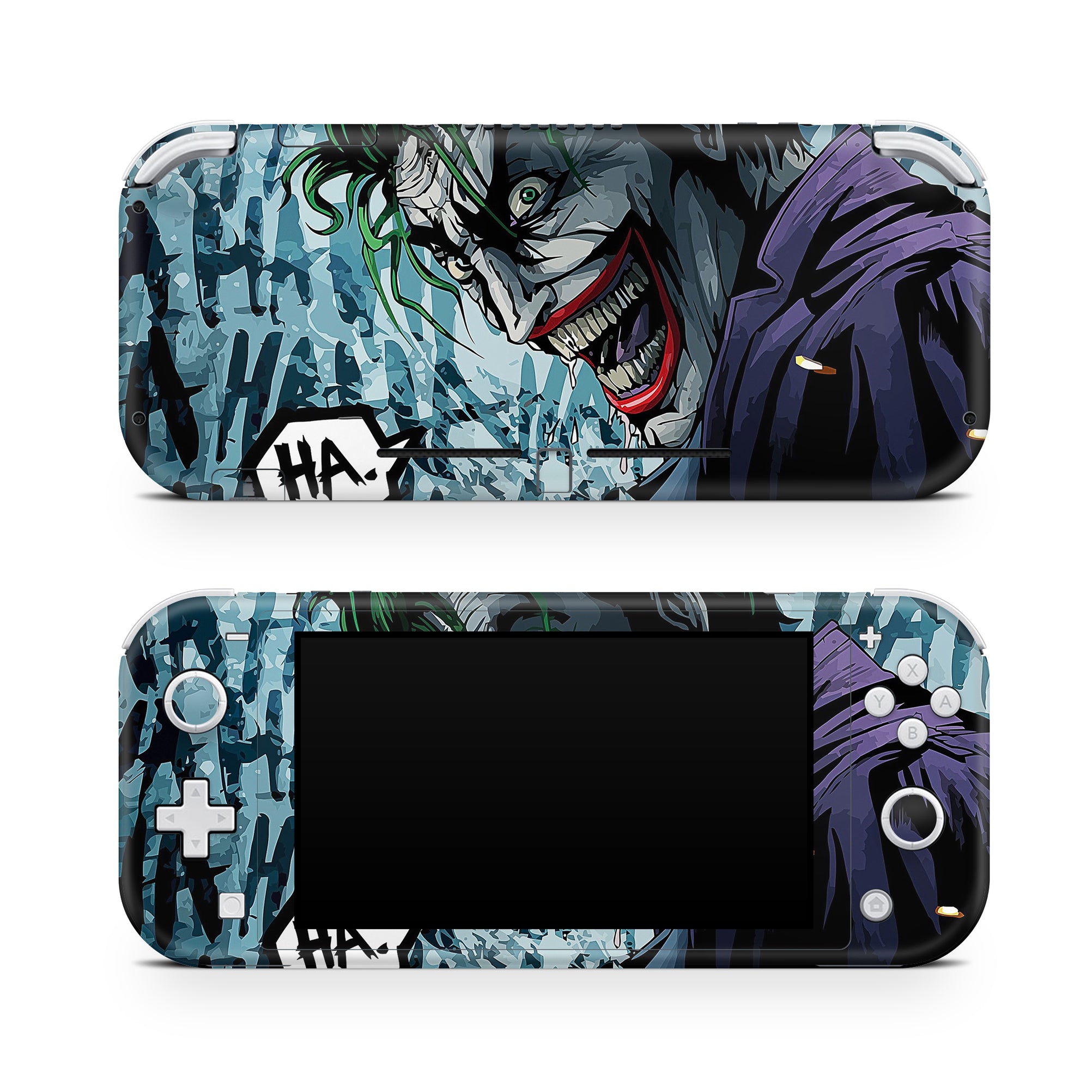 A video game skin featuring a Chaotic Clown King of Crime 11 design for the Nintendo Switch Lite.