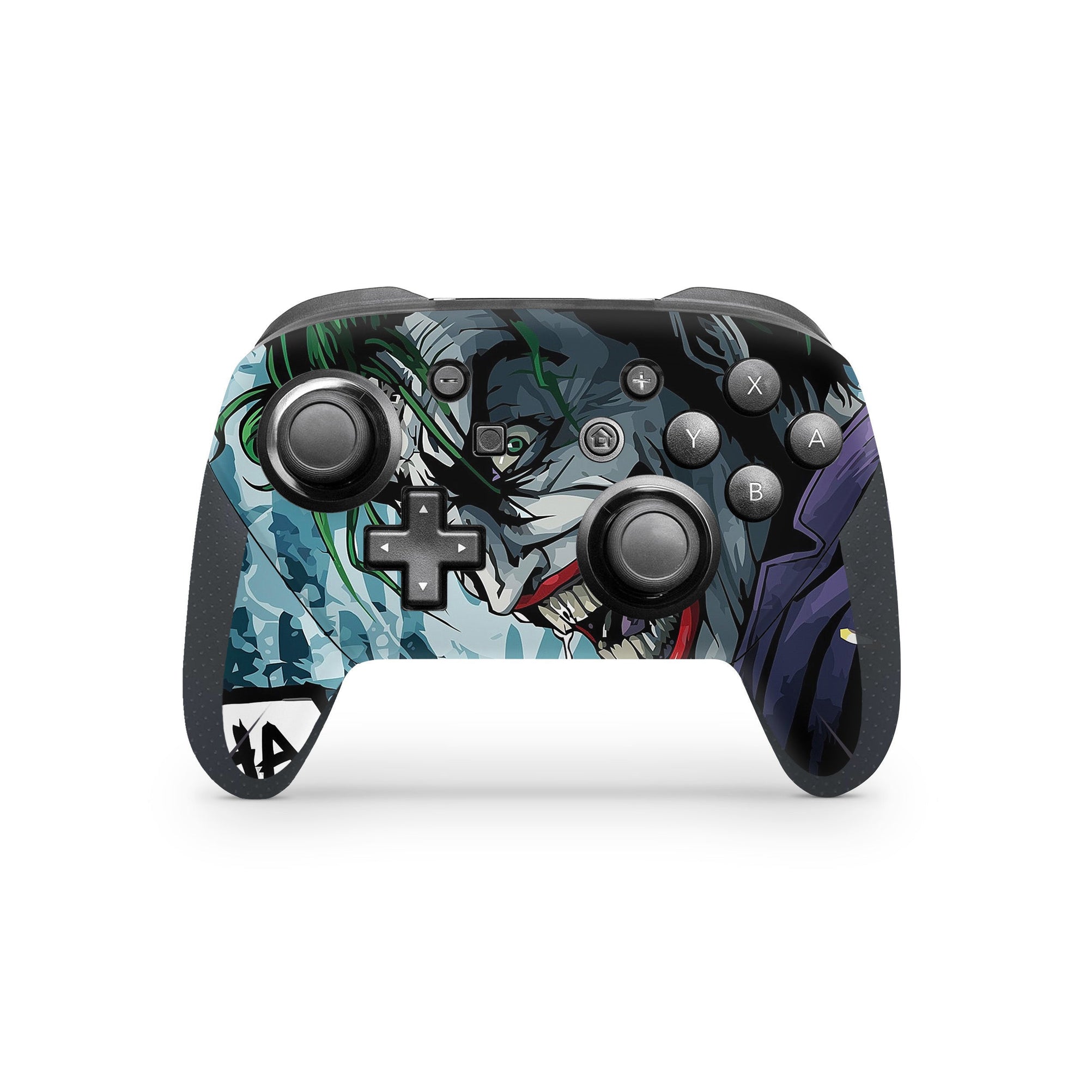 A video game skin featuring a Chaotic Clown King of Crime 11 design for the Nintendo Switch Pro Controller.