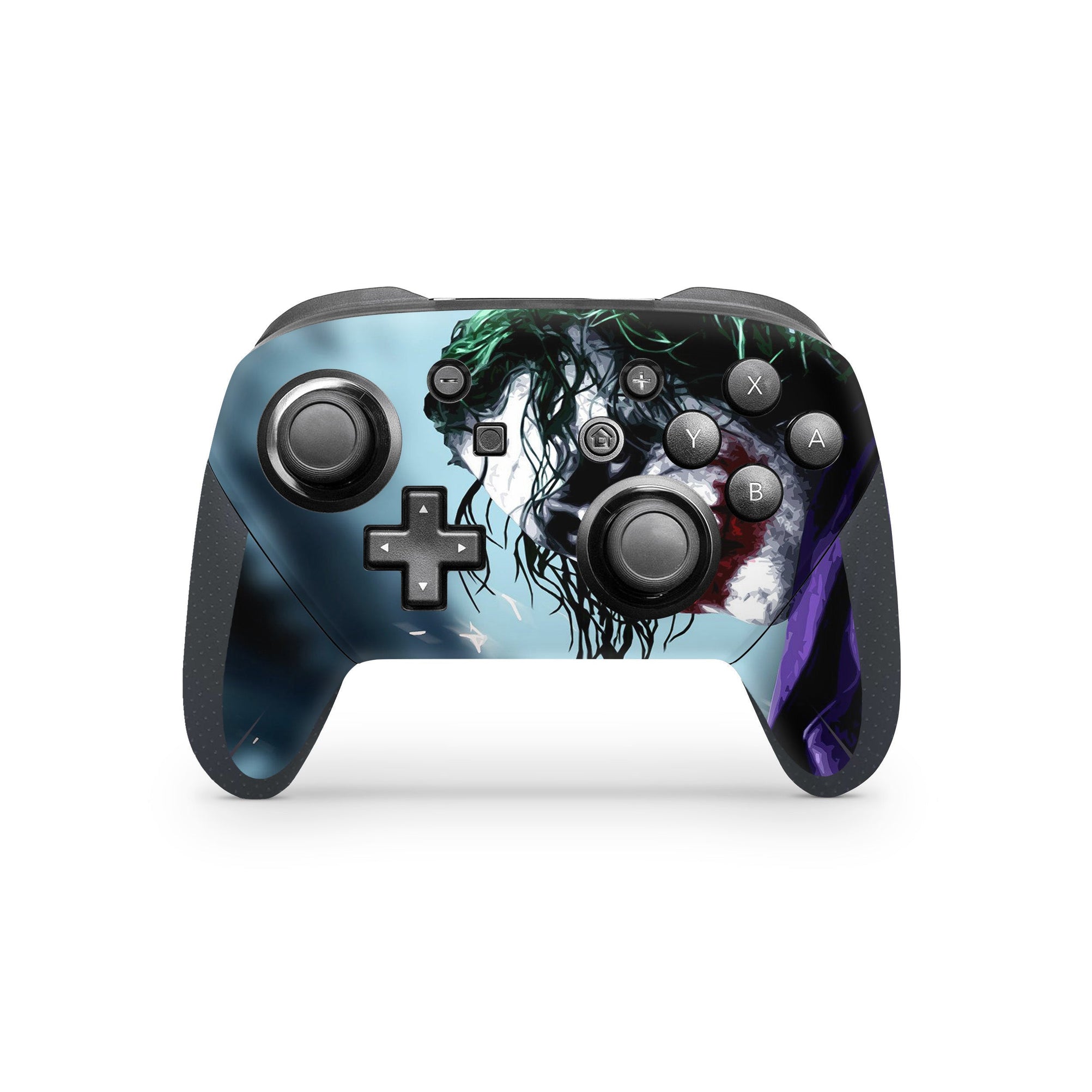 A video game skin featuring a Chaotic Clown King of Crime 3 design for the Nintendo Switch Pro Controller.