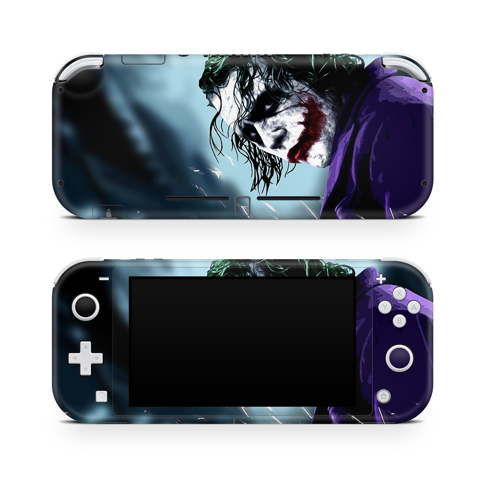 A video game skin featuring a Chaotic Clown King of Crime 3 design for the Nintendo Switch Lite.