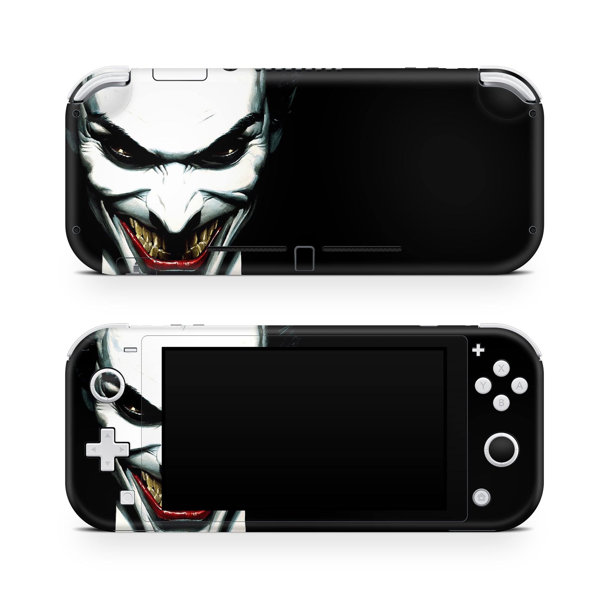 A video game skin featuring a Chaotic Clown King of Crime 5 design for the Nintendo Switch Lite.