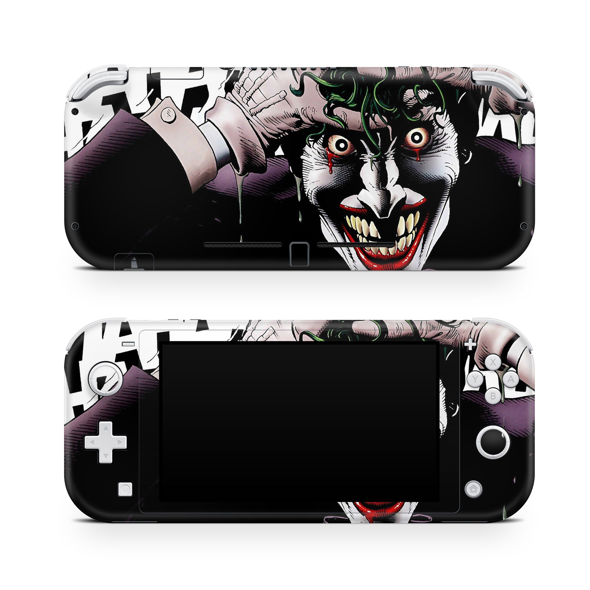 A video game skin featuring a Chaotic Clown King of Crime 6 design for the Nintendo Switch Lite.