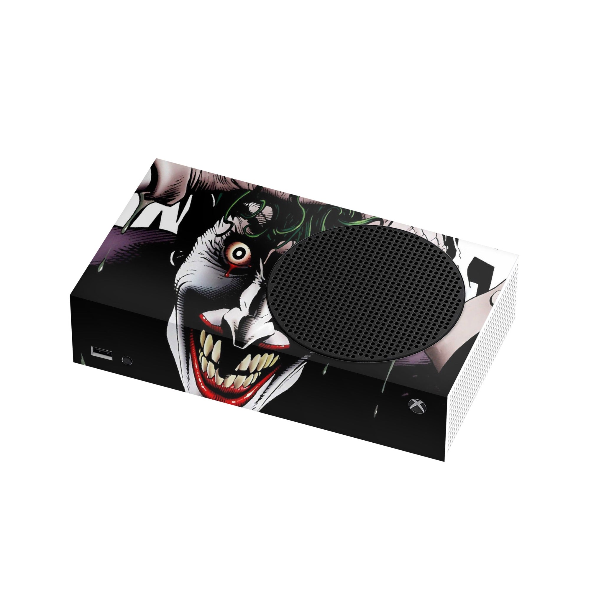 A video game skin featuring a Chaotic Clown King of Crime 6 design for the Xbox Series S.