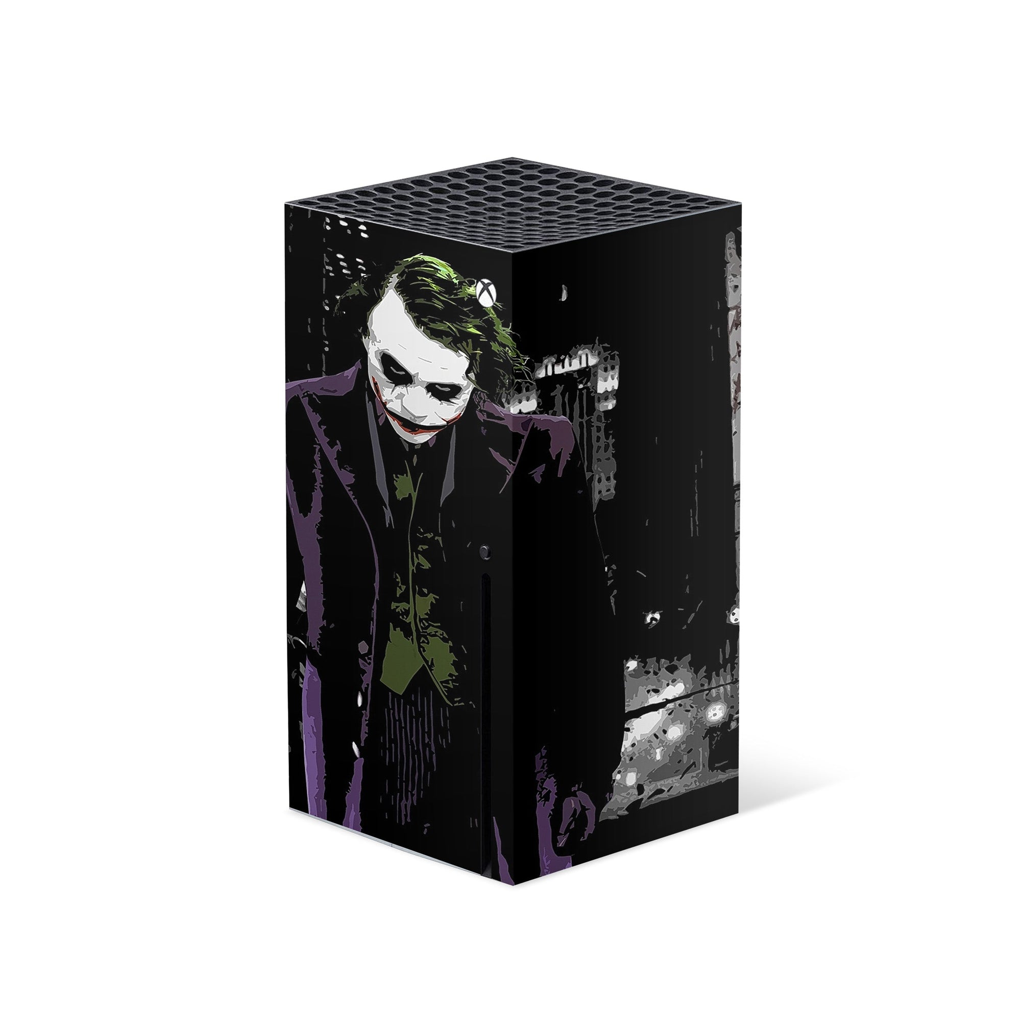 A video game skin featuring a Chaotic Clown King of Crime 7 design for the Xbox Series X.