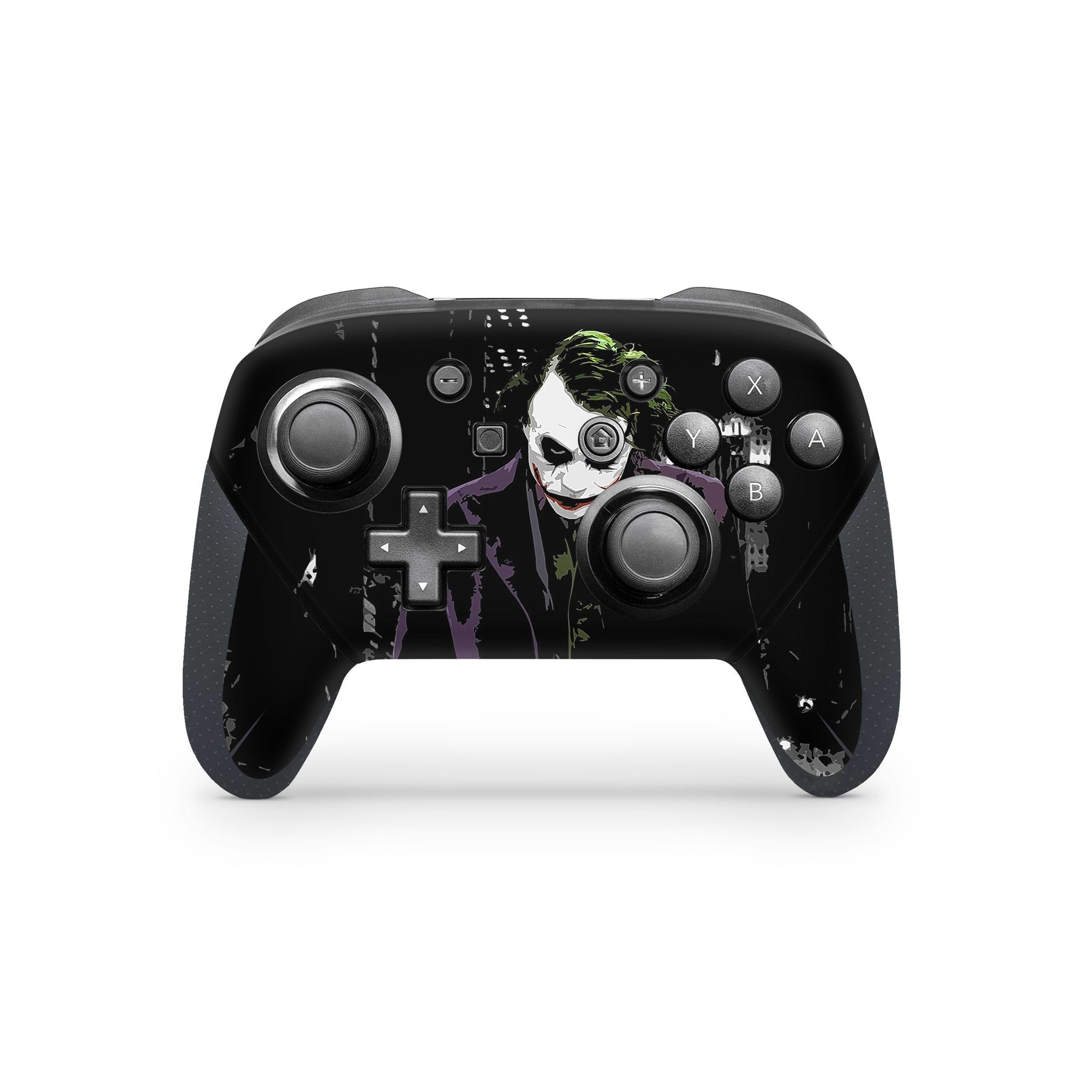 A video game skin featuring a Chaotic Clown King of Crime 7 design for the Nintendo Switch Pro Controller.