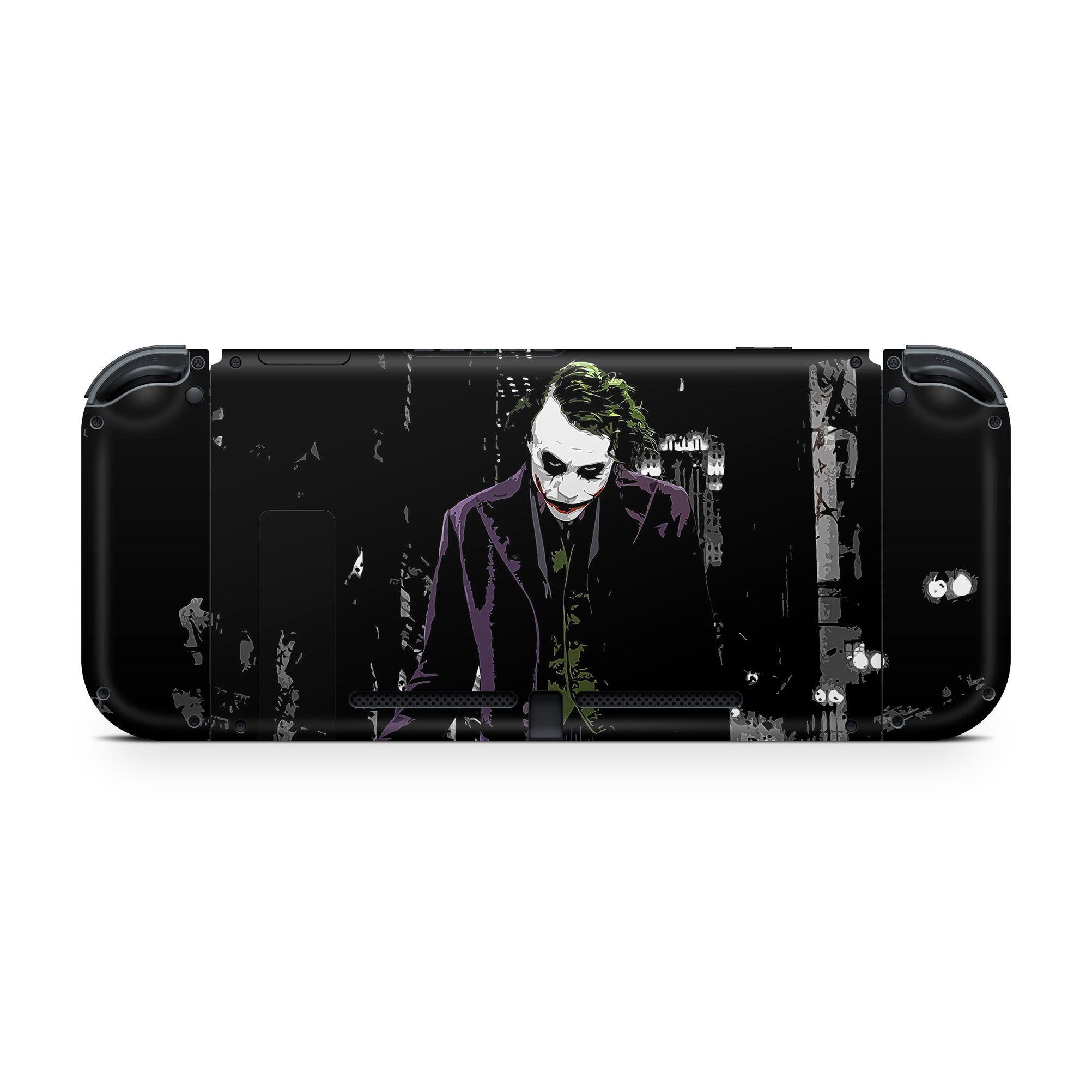 A video game skin featuring a Chaotic Clown King of Crime 7 design for the Nintendo Switch.