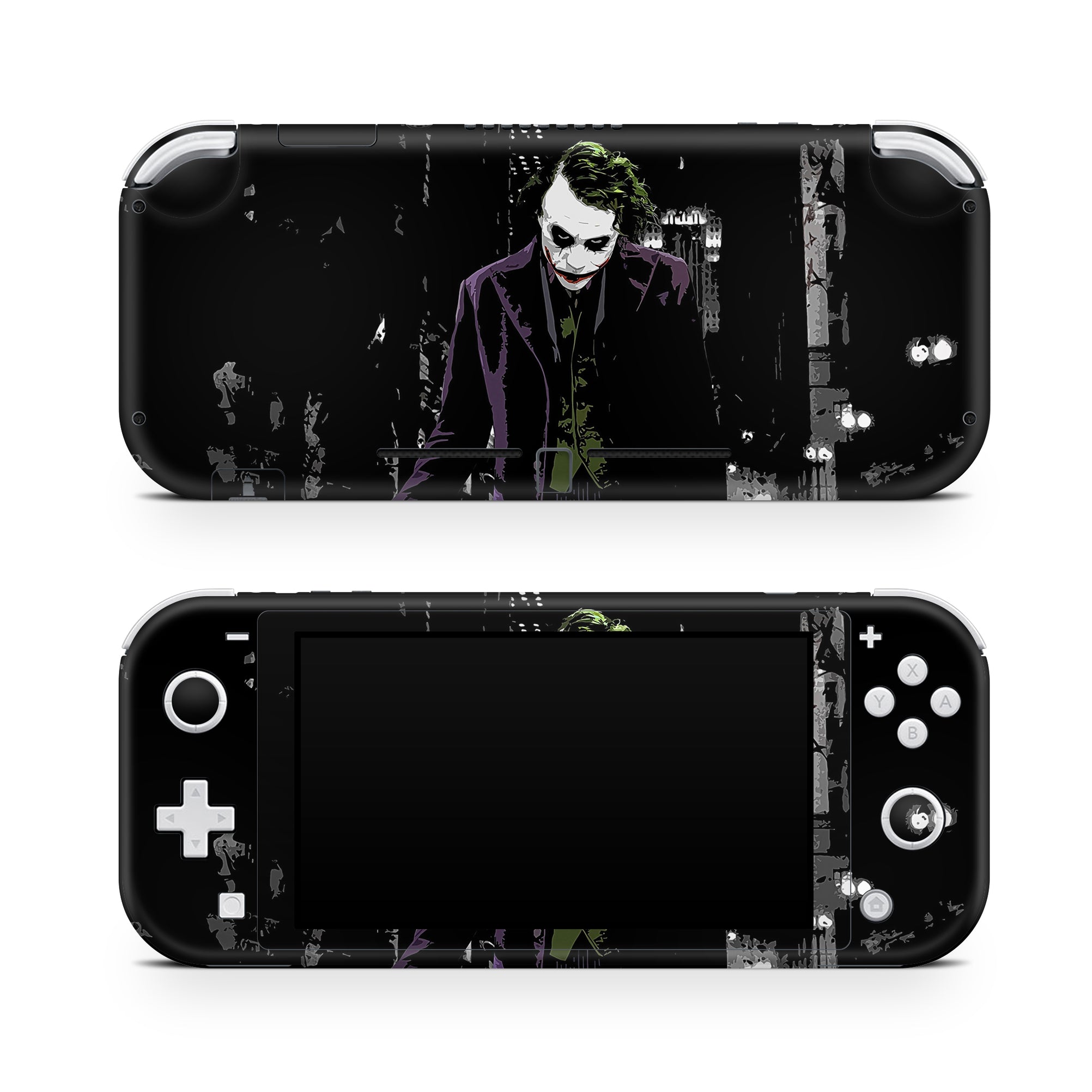 A video game skin featuring a Chaotic Clown King of Crime 7 design for the Nintendo Switch Lite.