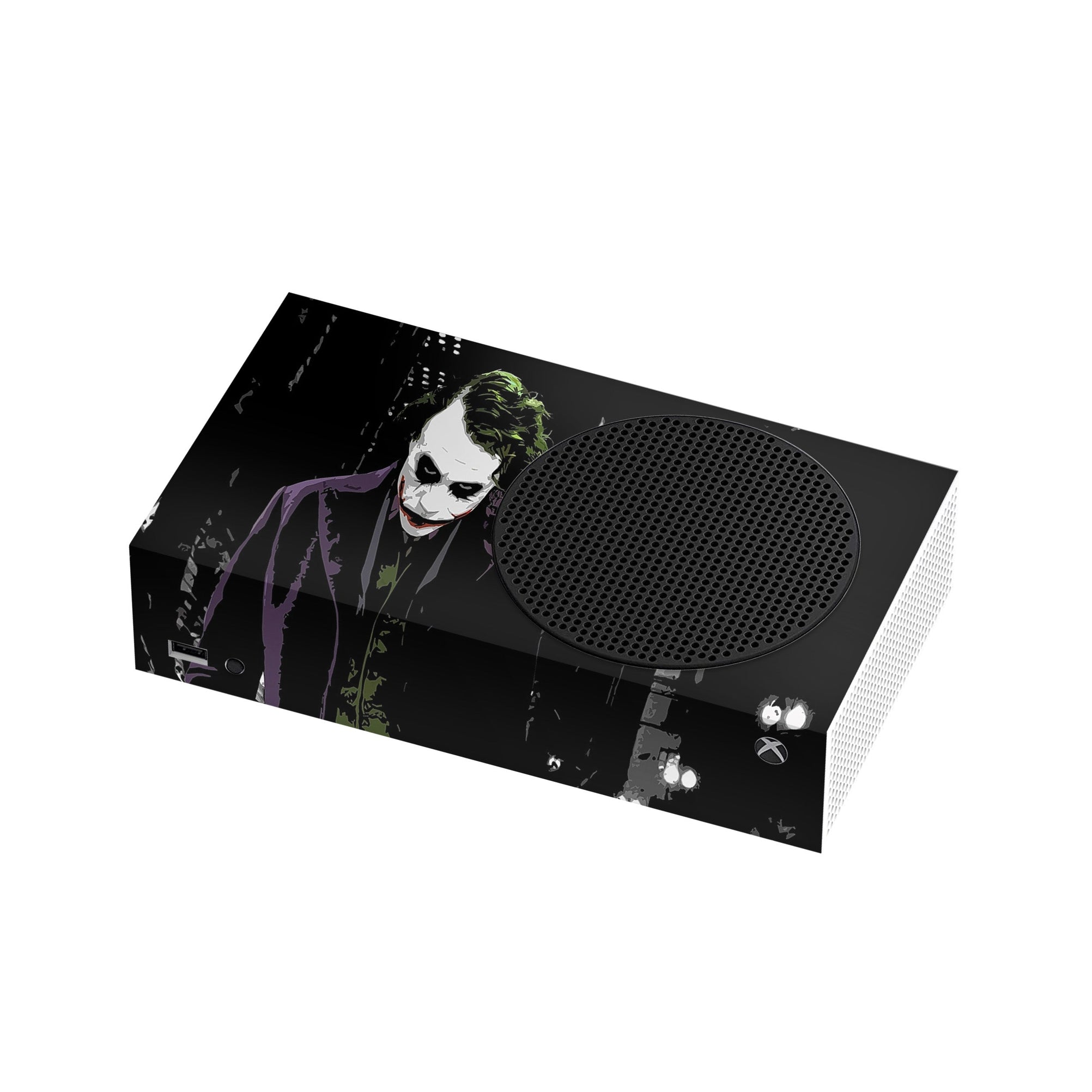 A video game skin featuring a Chaotic Clown King of Crime 7 design for the Xbox Series S.