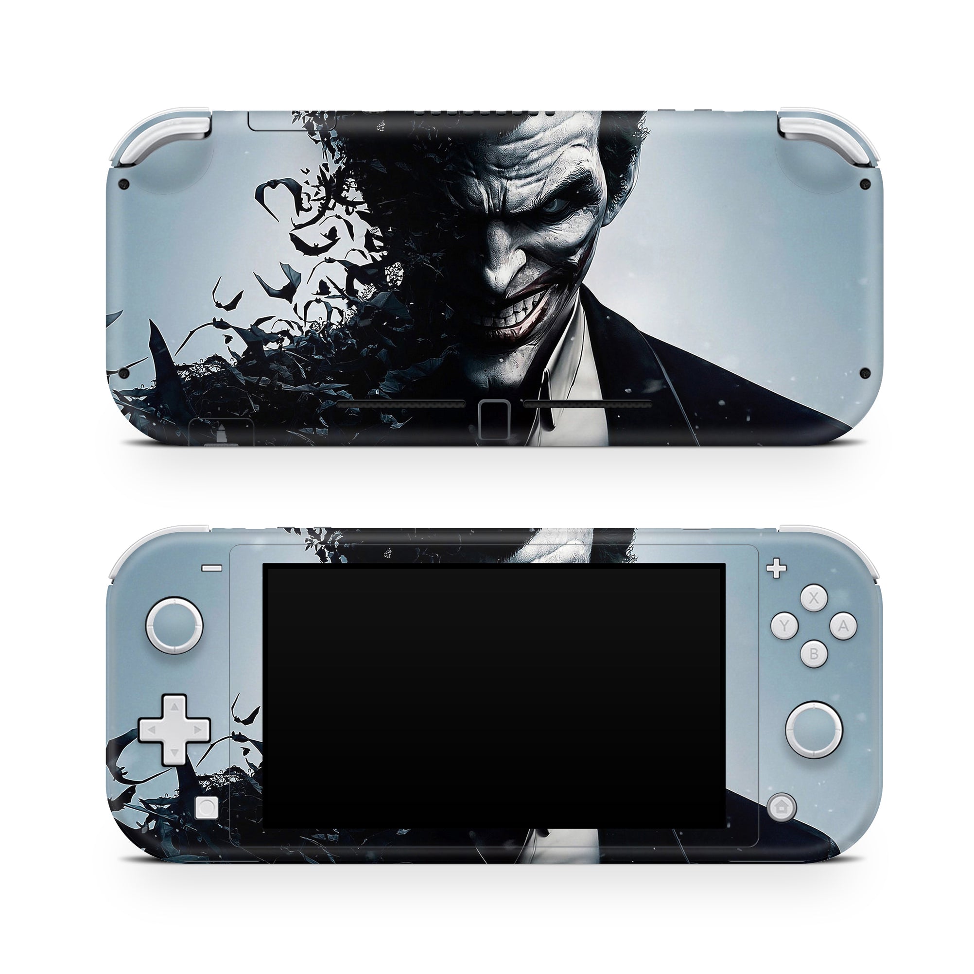 A video game skin featuring a Chaotic Clown King of Crime 8 design for the Nintendo Switch Lite.