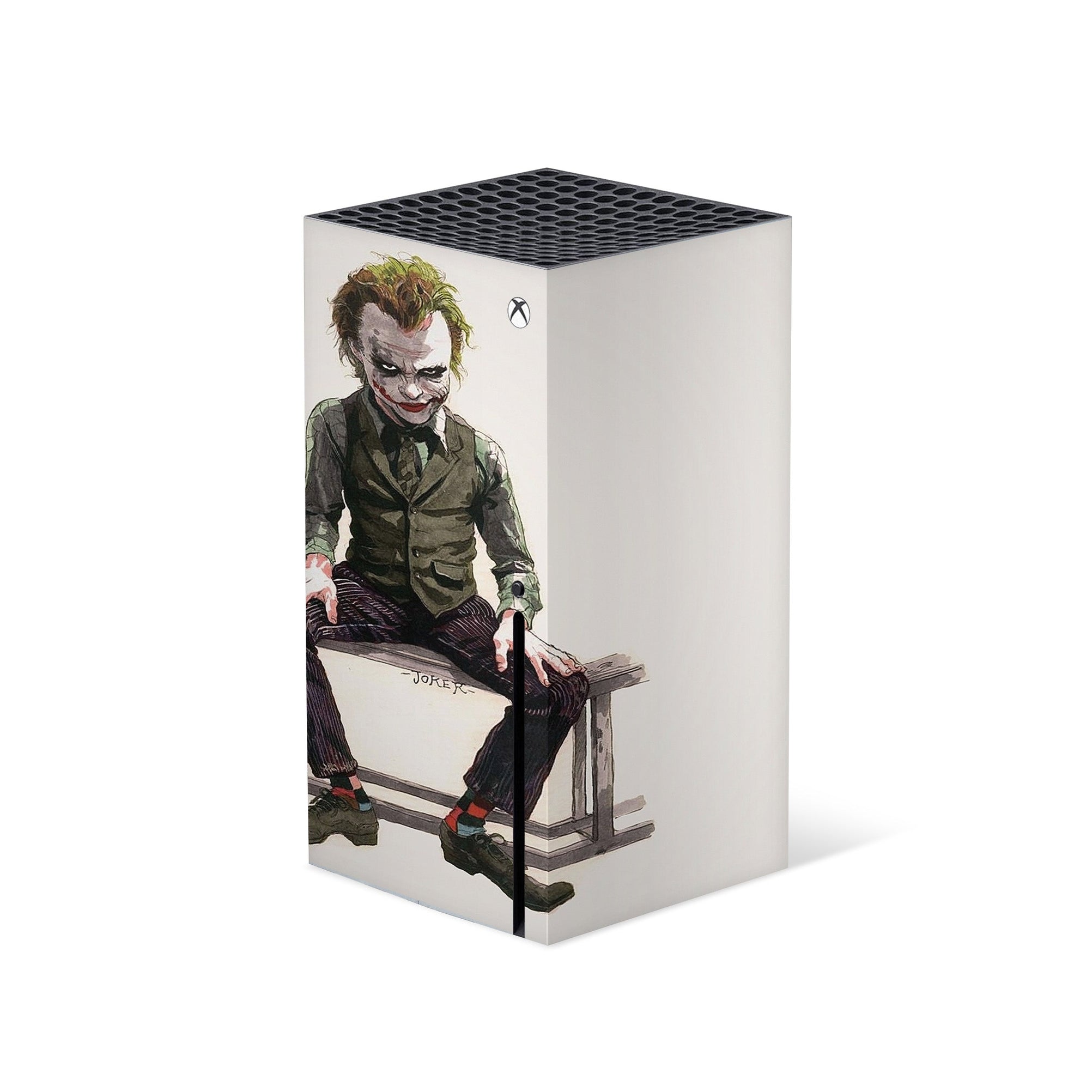 A video game skin featuring a Chaotic Clown King of Crime 9 design for the Xbox Series X.