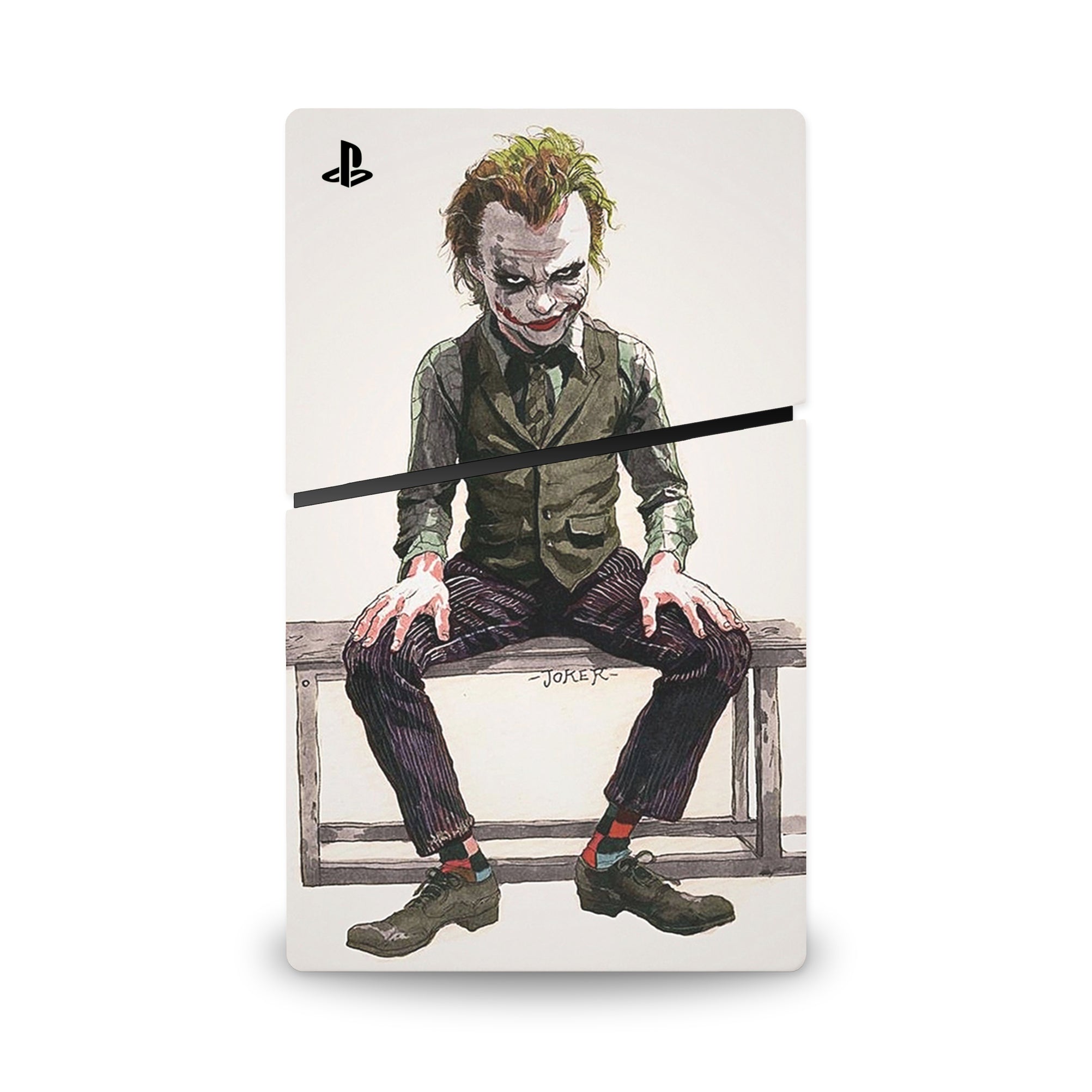 A video game skin featuring a Chaotic Clown King of Crime 9 design for the PS5 Digital Slim.