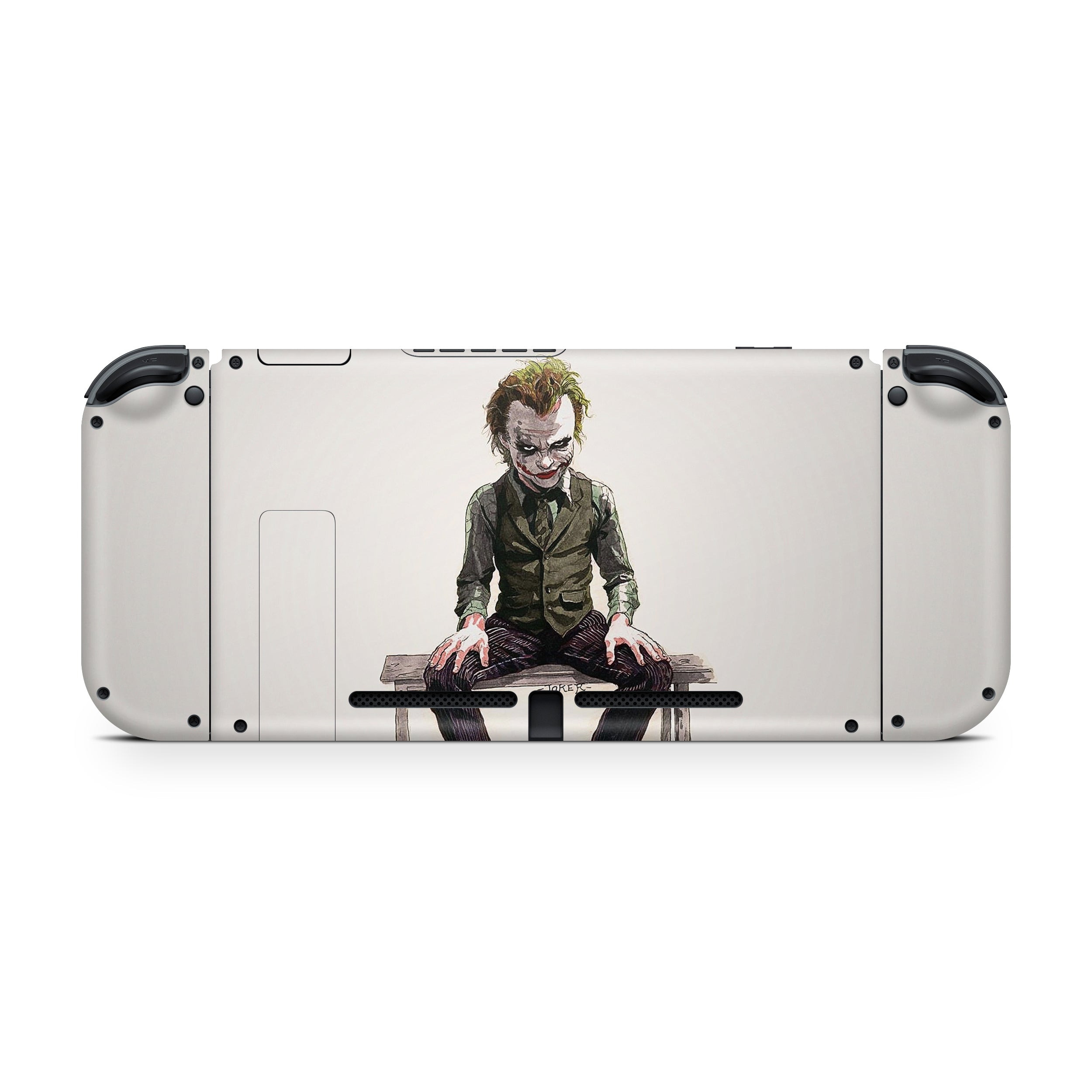 A video game skin featuring a Chaotic Clown King of Crime 9 design for the Nintendo Switch OLED.