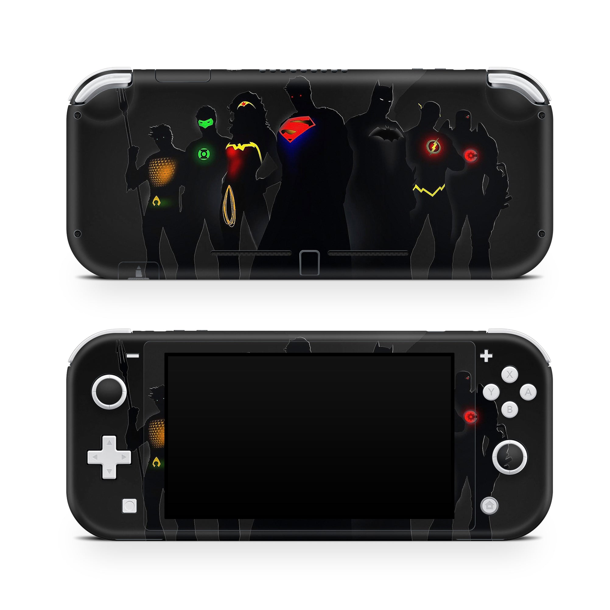 A video game skin featuring a Earth's Defenders design for the Nintendo Switch Lite.