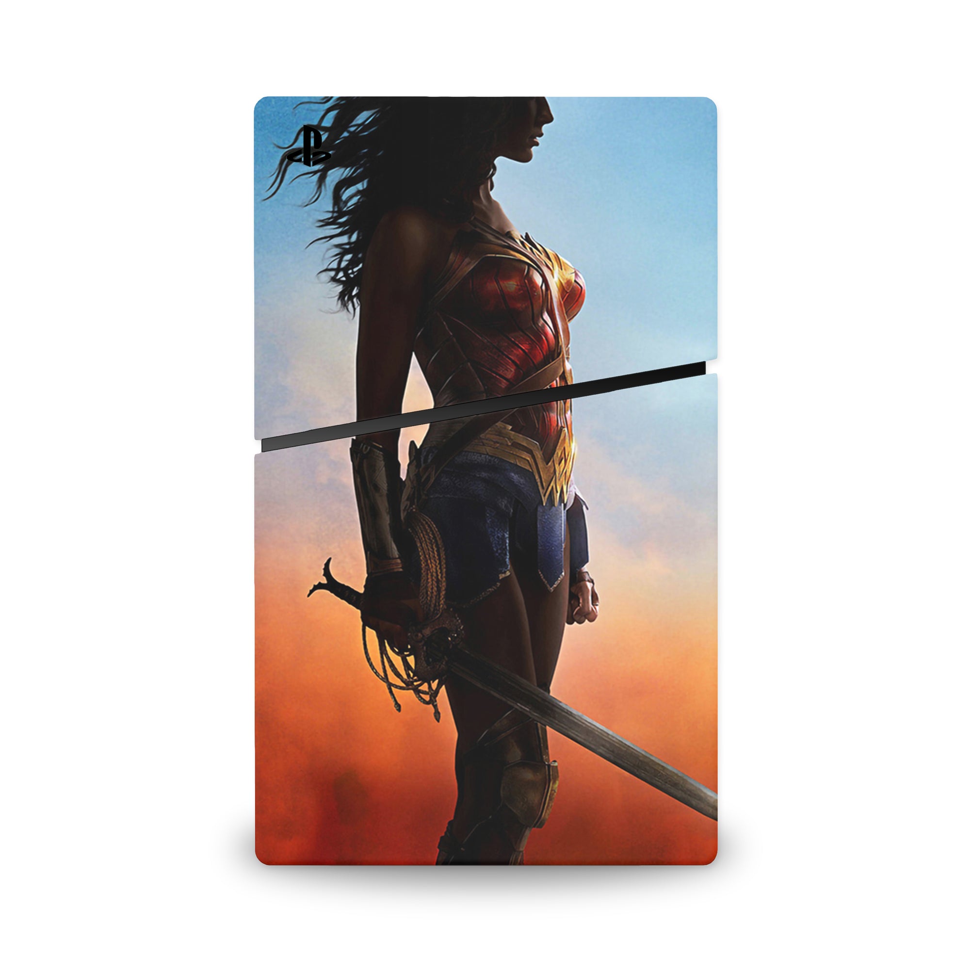 A video game skin featuring a Amazonian Warrior 3 design for the PS5 Digital Slim.