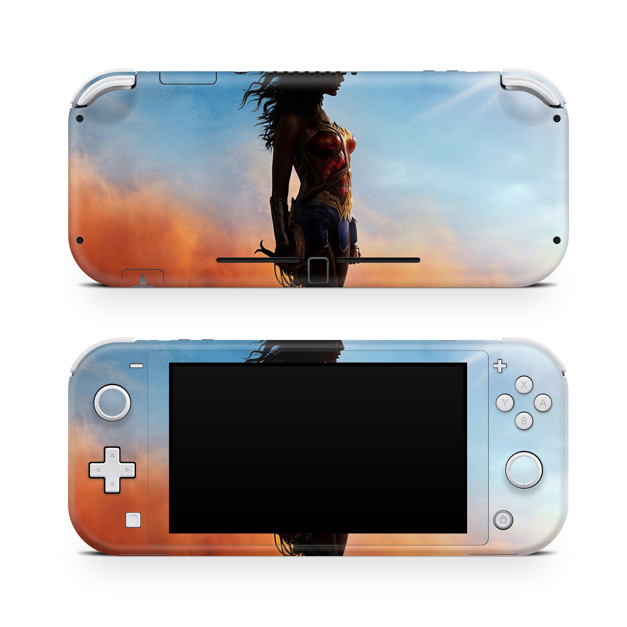 A video game skin featuring a Amazonian Warrior 3 design for the Nintendo Switch Lite.