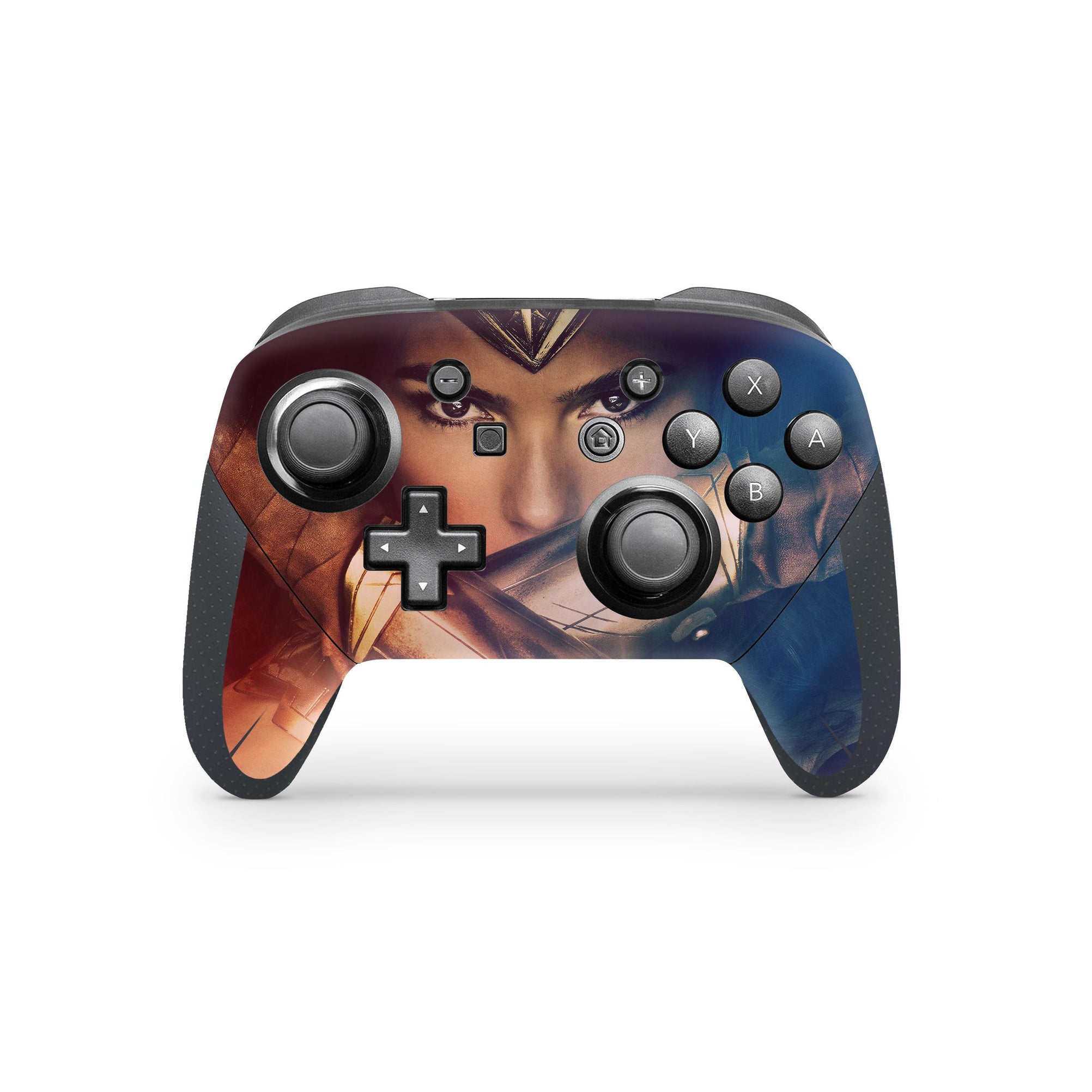 A video game skin featuring a Amazonian Warrior 4 design for the Nintendo Switch Pro Controller.