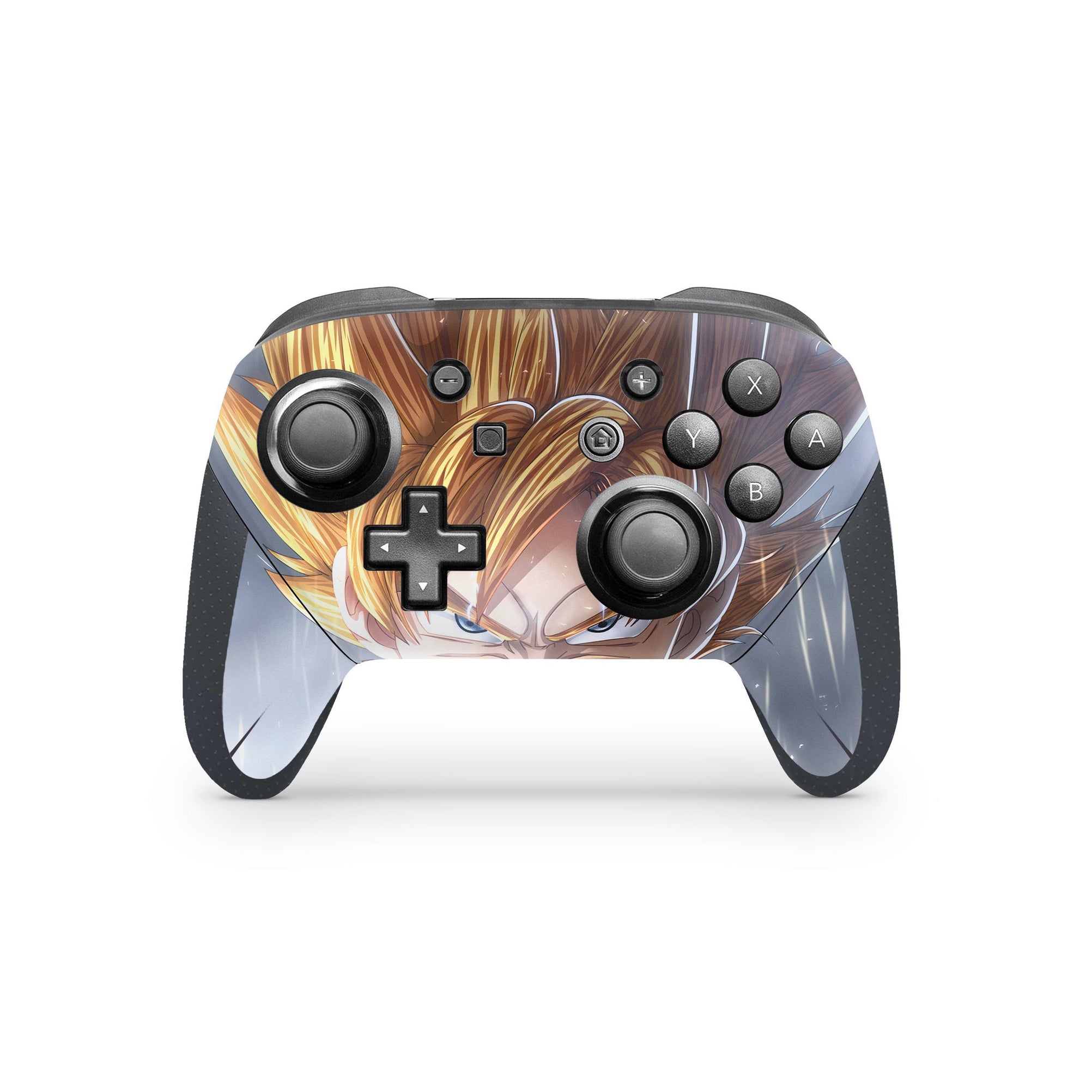 A video game skin featuring a Super Primordial Legend design for the Nintendo Switch Pro Controller.