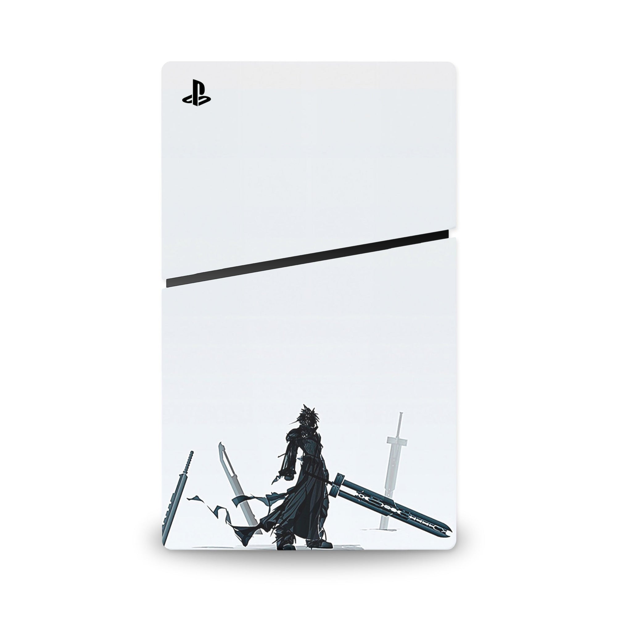 A video game skin featuring a Hero vs Villain design for the PS5 Slim Digital.