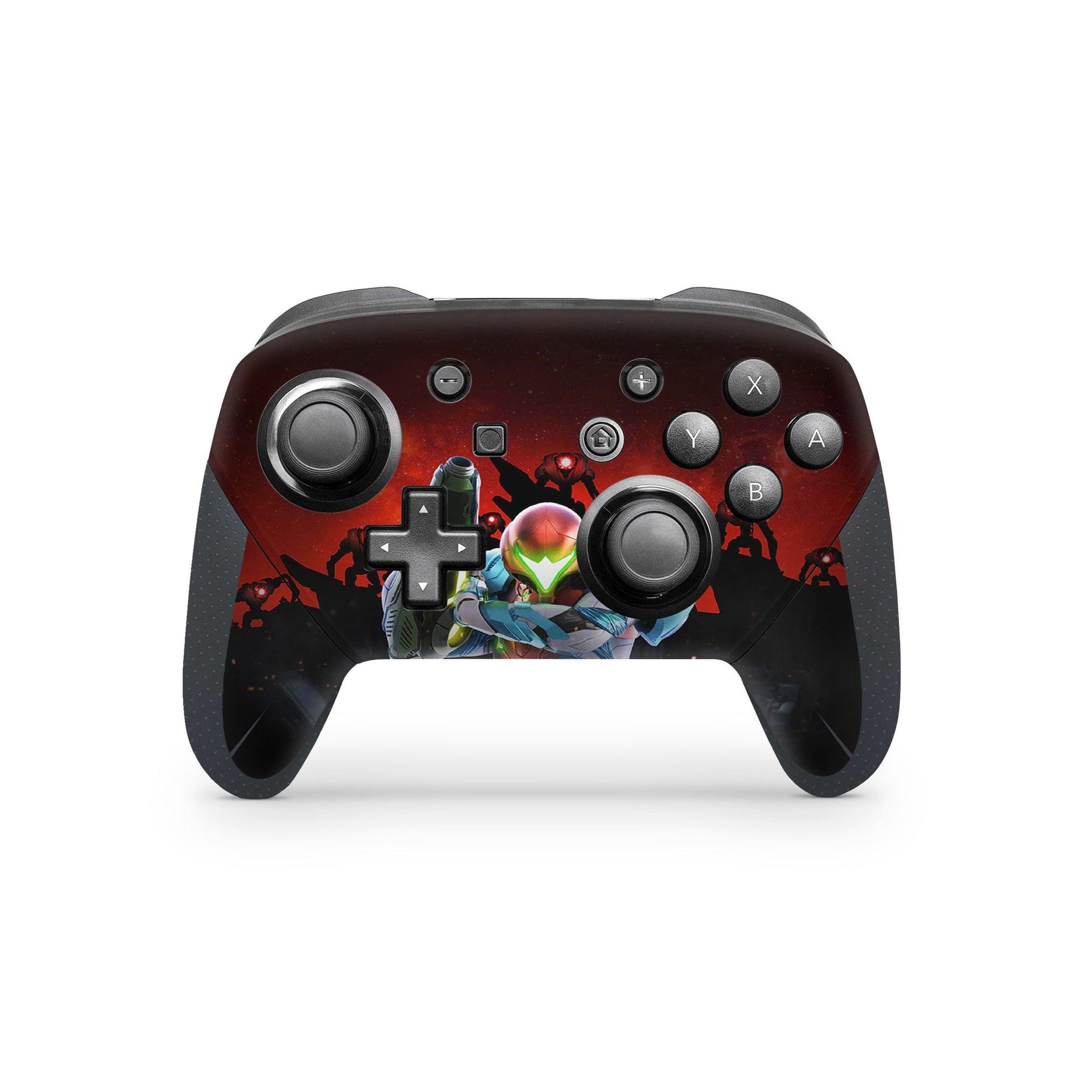 A video game skin featuring a Galactic Bounty Hunter 2 design for the Nintendo Switch Pro Controller.