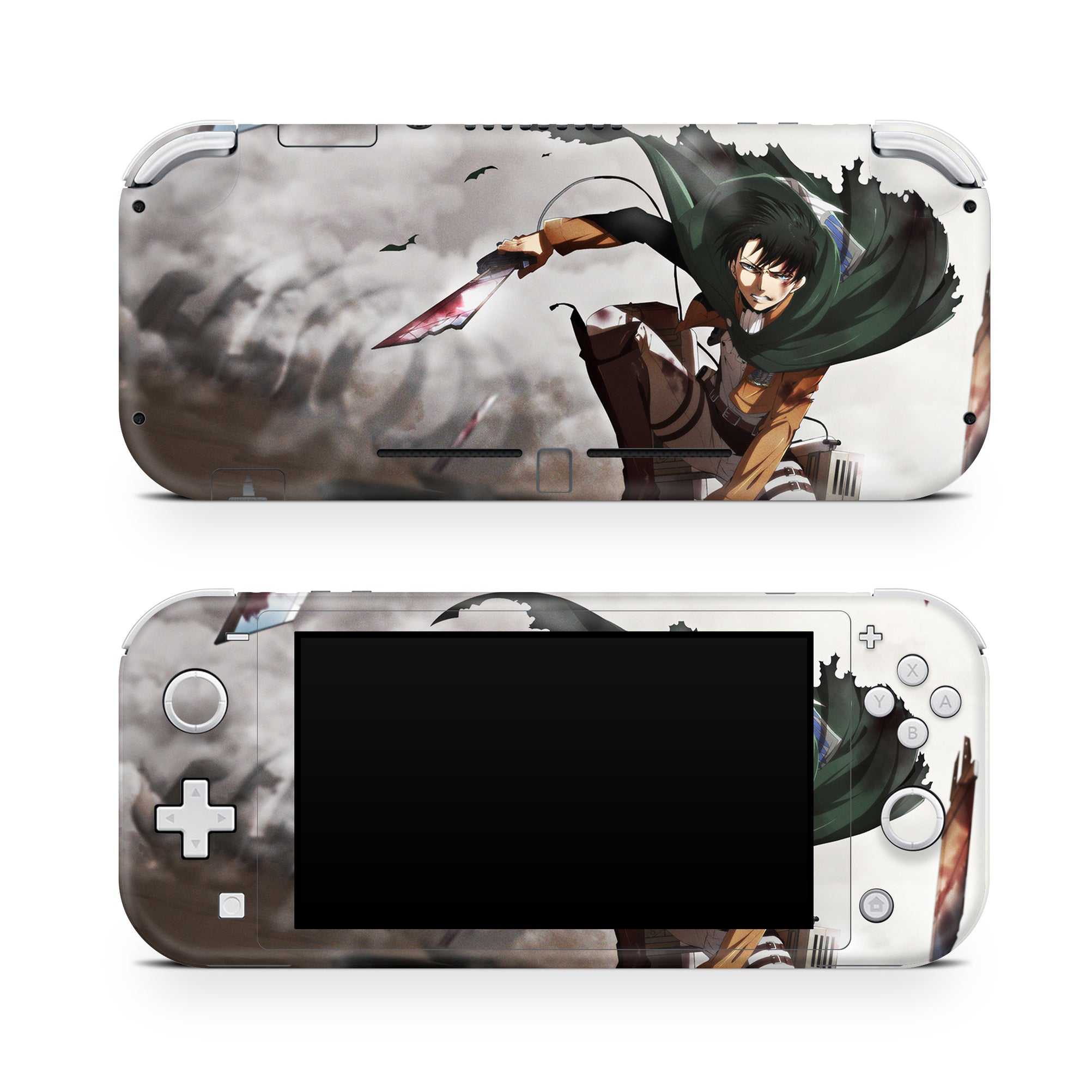 A video game skin featuring a Humanity's Strongest 4 design for the Nintendo Switch Lite.