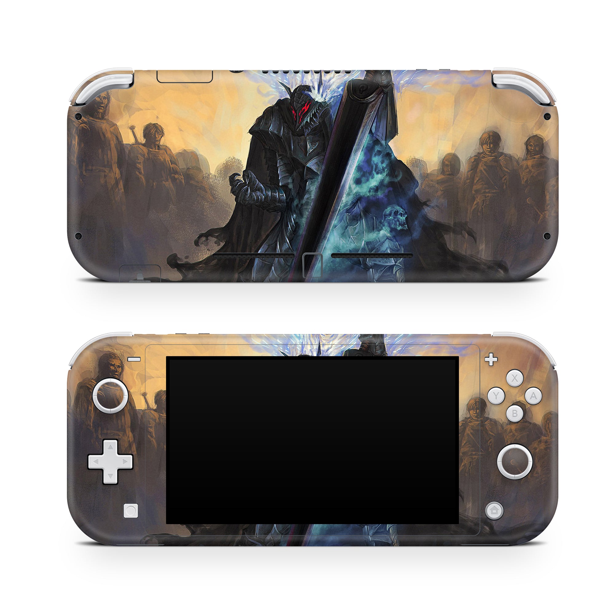 A video game skin featuring a Dark Swordsman 2 design for the Nintendo Switch Lite.