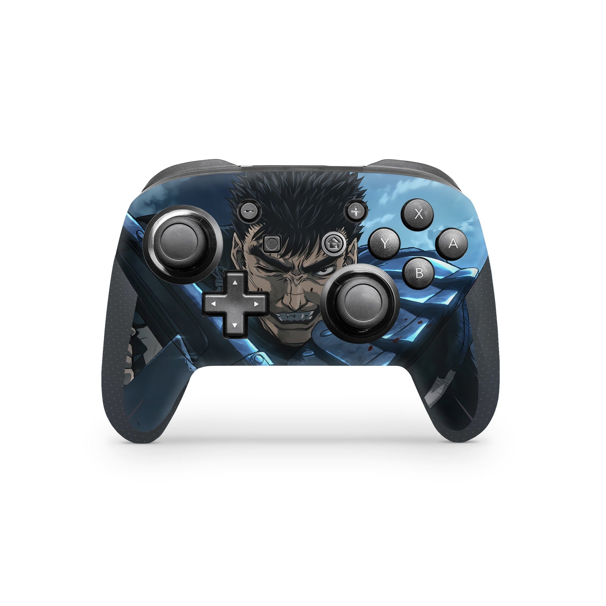 A video game skin featuring a Dark Swordsman 4 design for the Nintendo Switch Pro Controller.