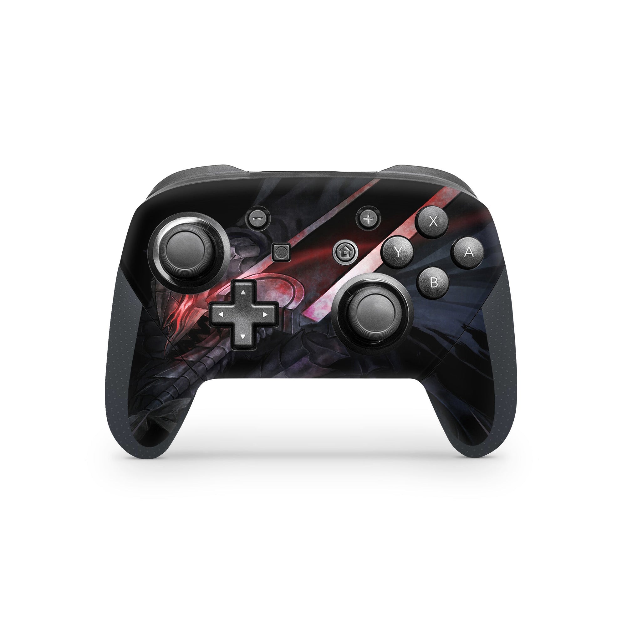 A video game skin featuring a Dark Swordsman 5 design for the Nintendo Switch Pro Controller.