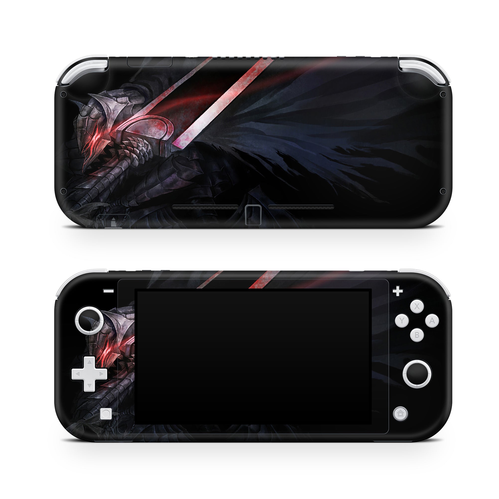 A video game skin featuring a Dark Swordsman 5 design for the Nintendo Switch Lite.