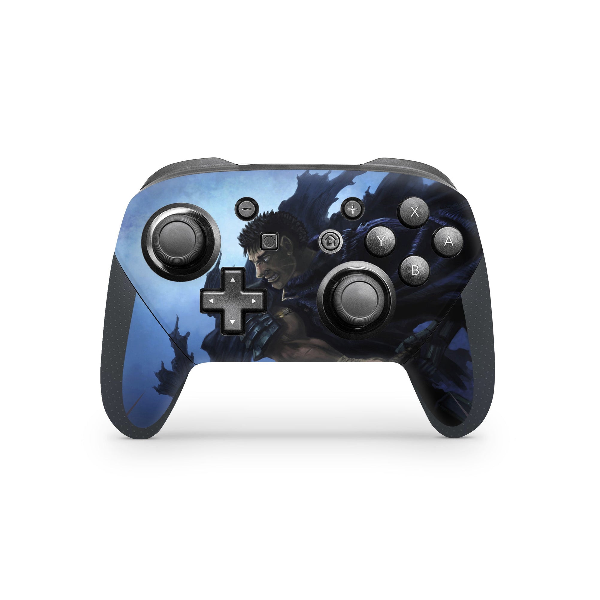 A video game skin featuring a Dark Swordsman 6 design for the Nintendo Switch Pro Controller.