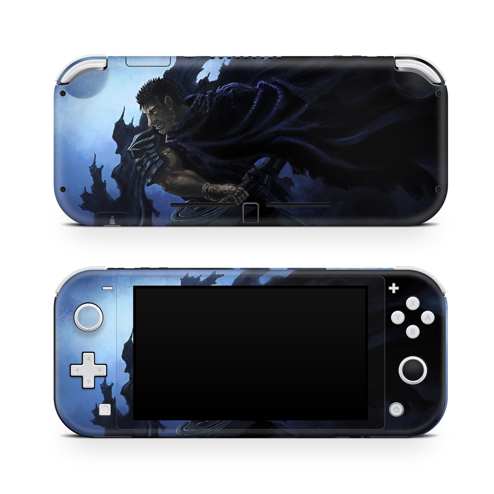 A video game skin featuring a Dark Swordsman 6 design for the Nintendo Switch Lite.