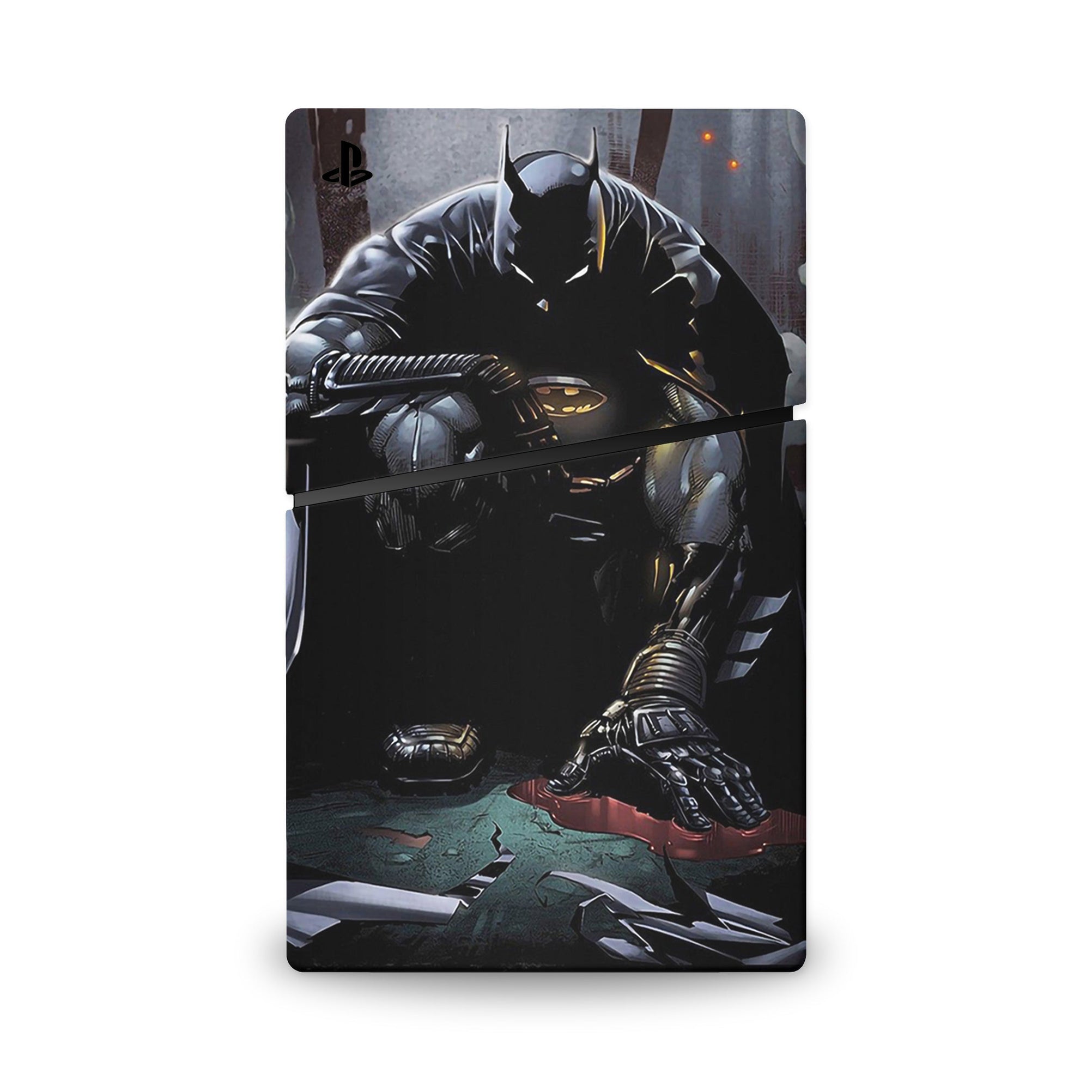 A video game skin featuring a Midnight Vigilante 10 design for the PS5 Slim.