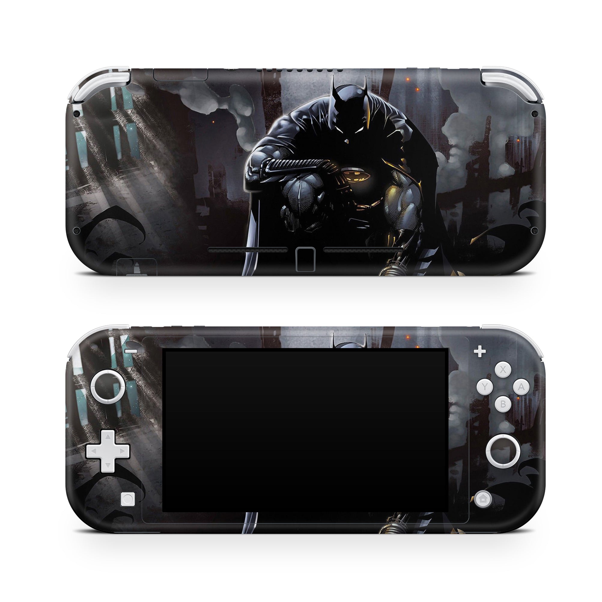 A video game skin featuring a Midnight Vigilante 10 design for the Nintendo Switch Lite.