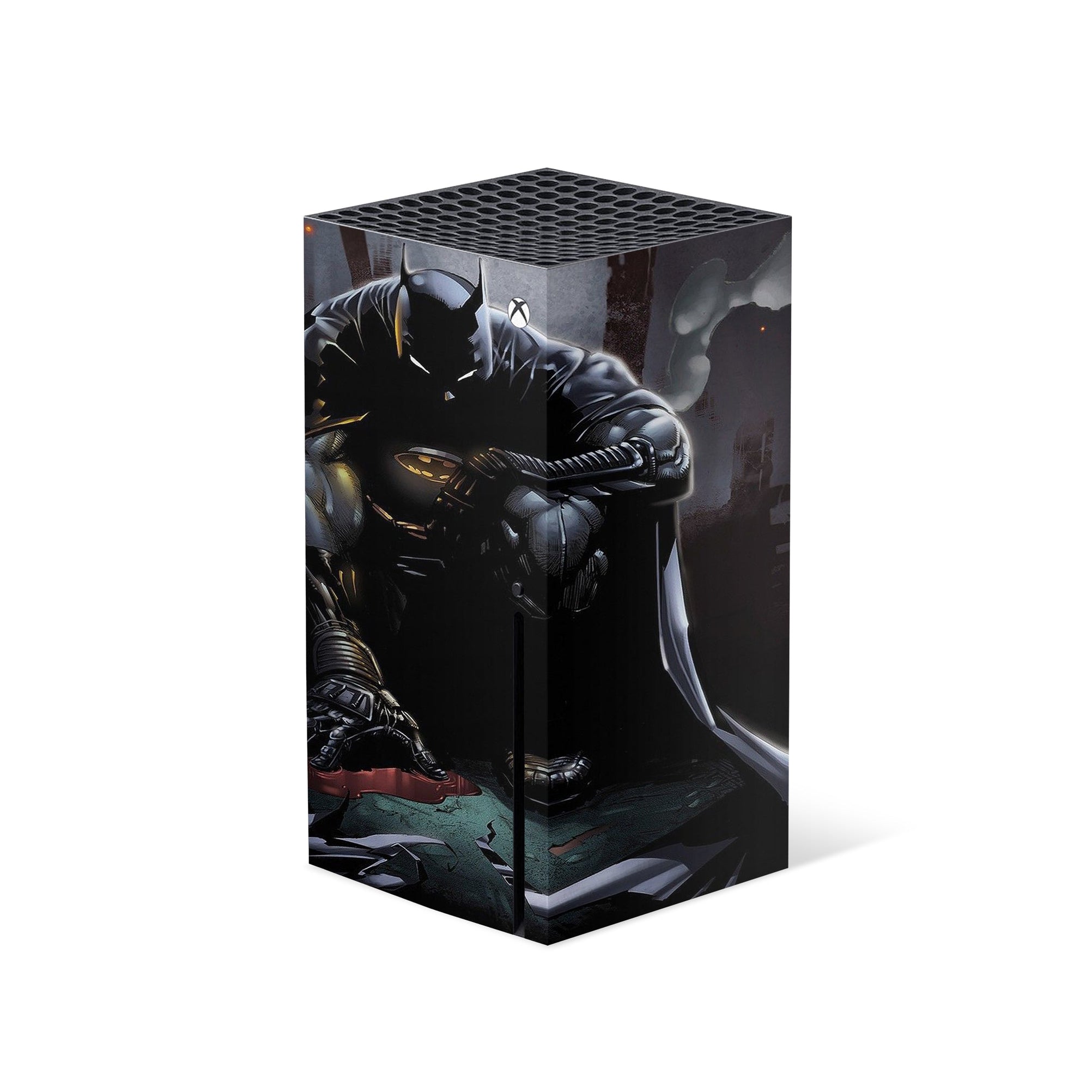 A video game skin featuring a Midnight Vigilante 10 design for the Xbox Series X.