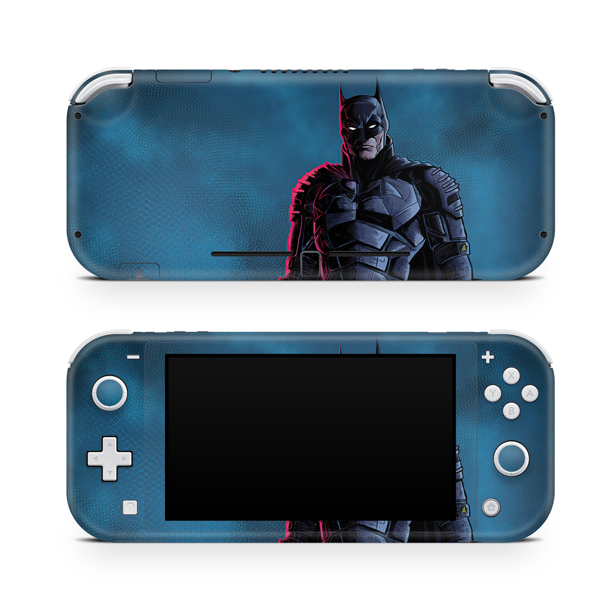 A video game skin featuring a Midnight Vigilante 14 design for the Nintendo Switch Lite.