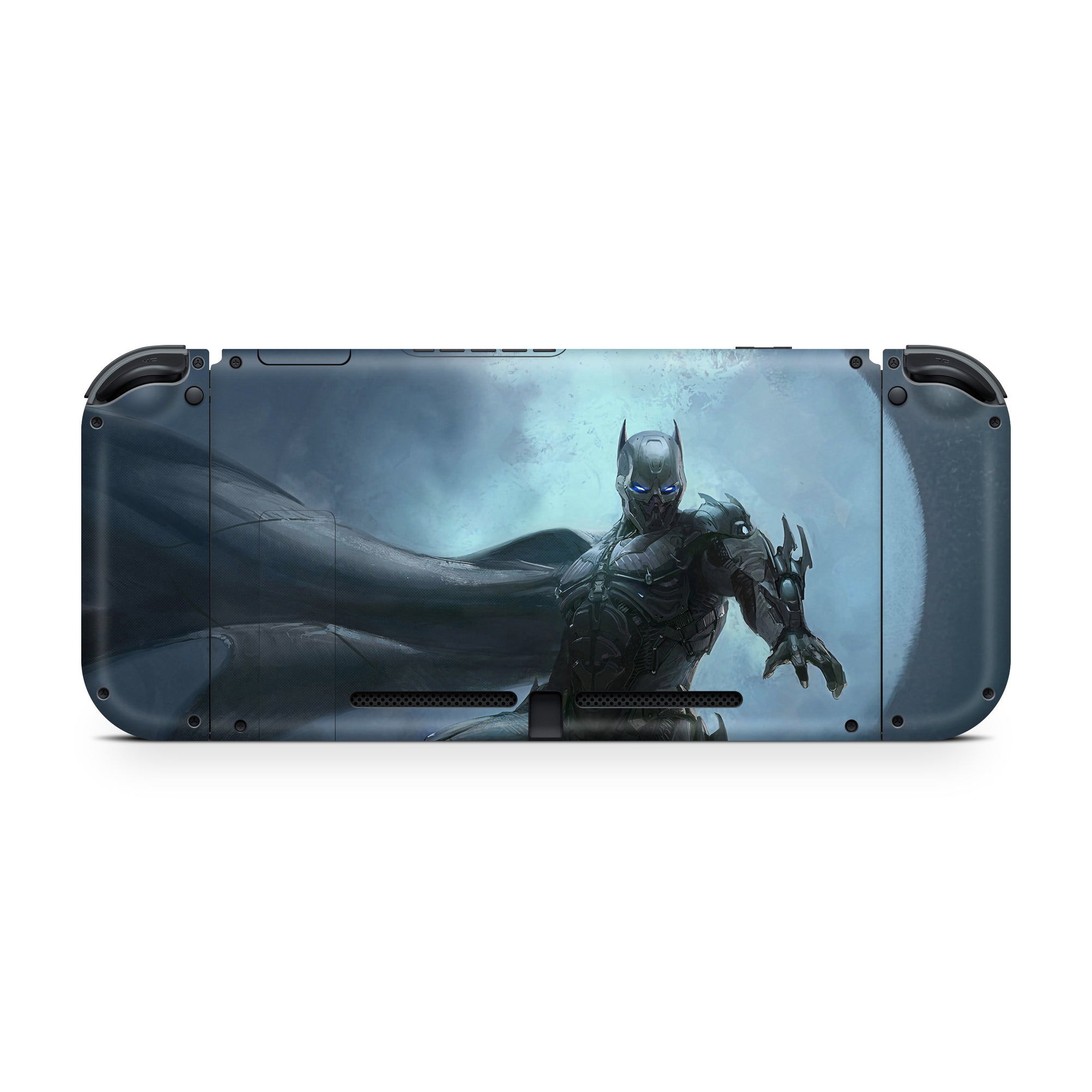 A video game skin featuring a Midnight Vigilante 16 design for the Nintendo Switch OLED.