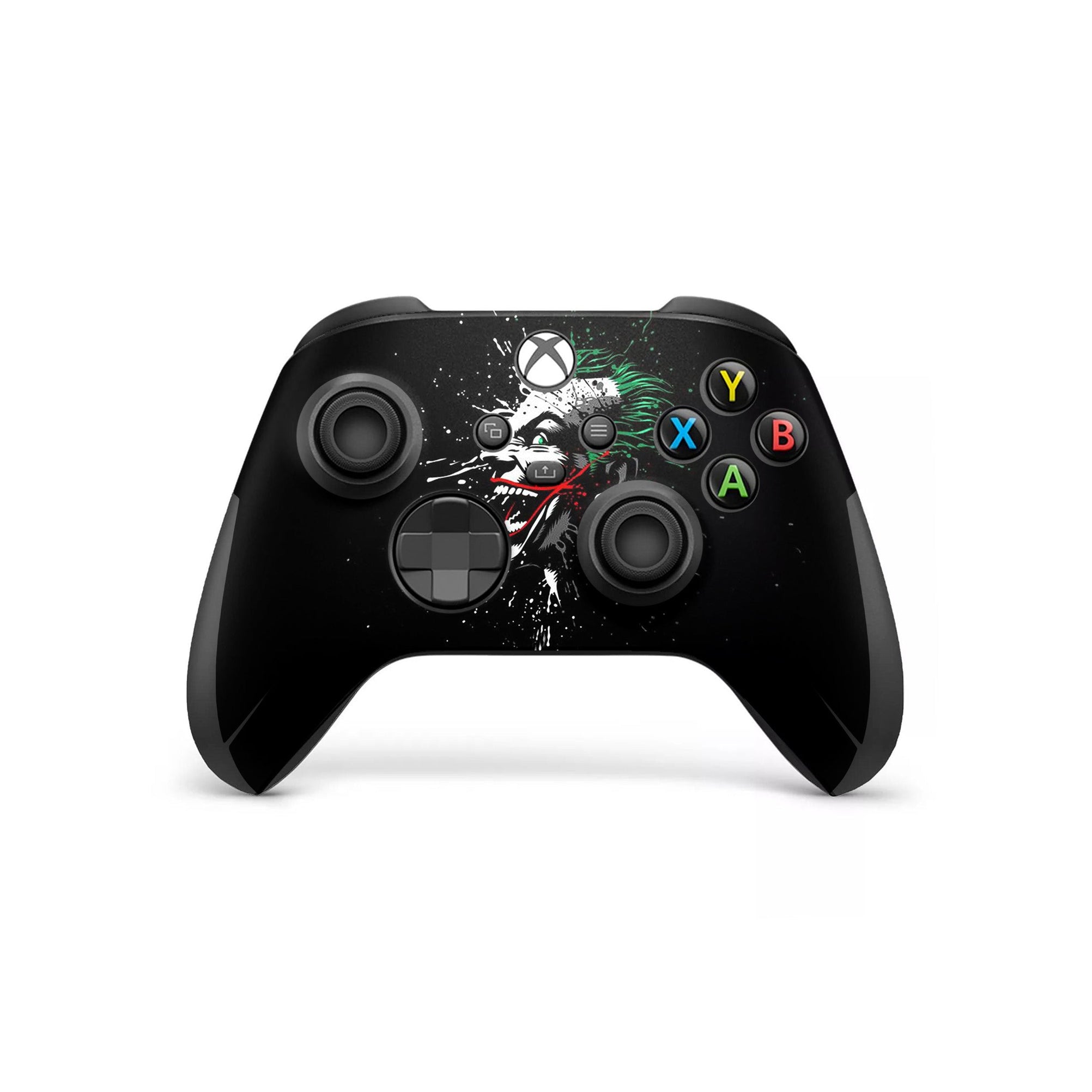 A video game skin featuring a Chaotic Clown King of Crime 12 design for the Xbox Series Wireless Controller.