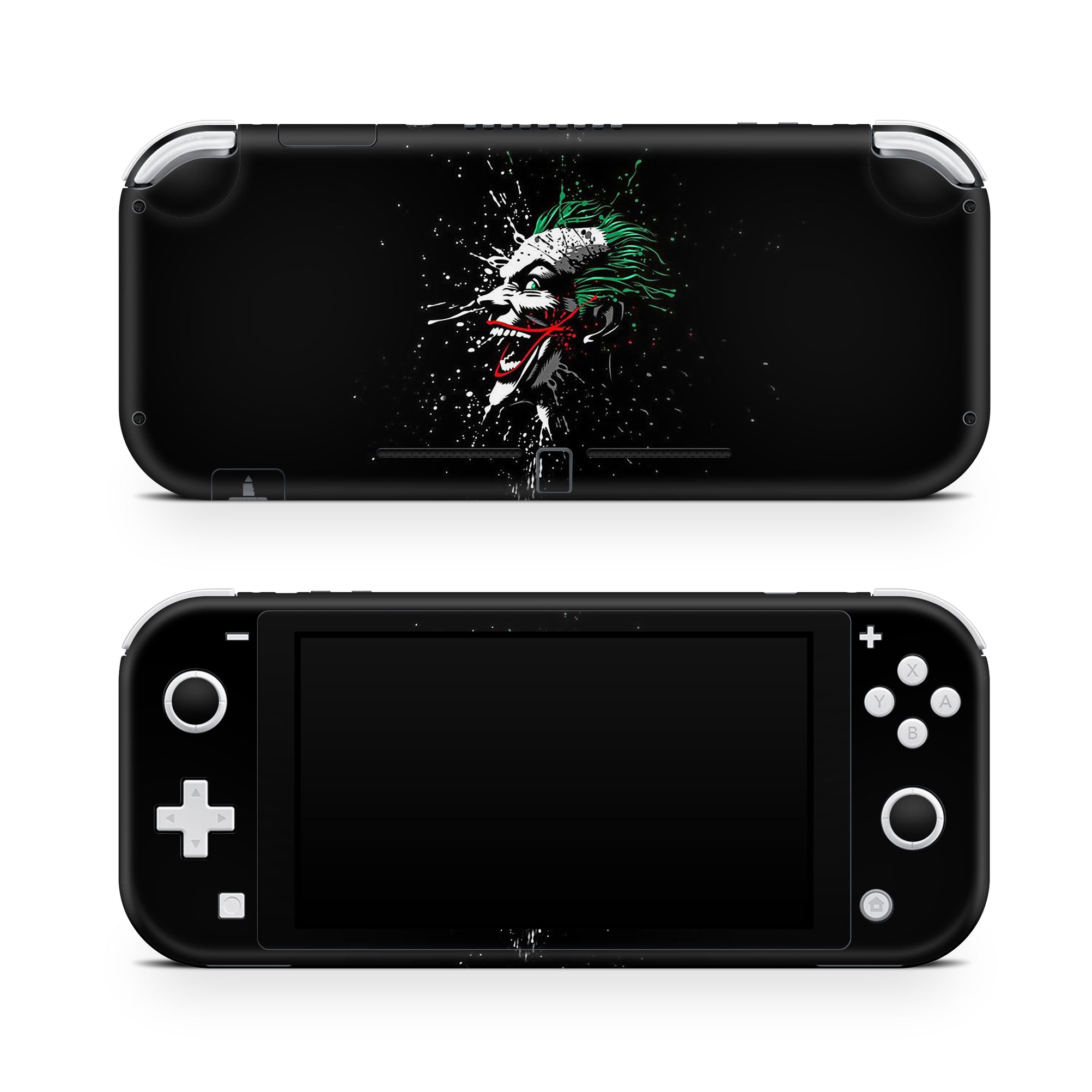 A video game skin featuring a Chaotic Clown King of Crime 12 design for the Nintendo Switch Lite.