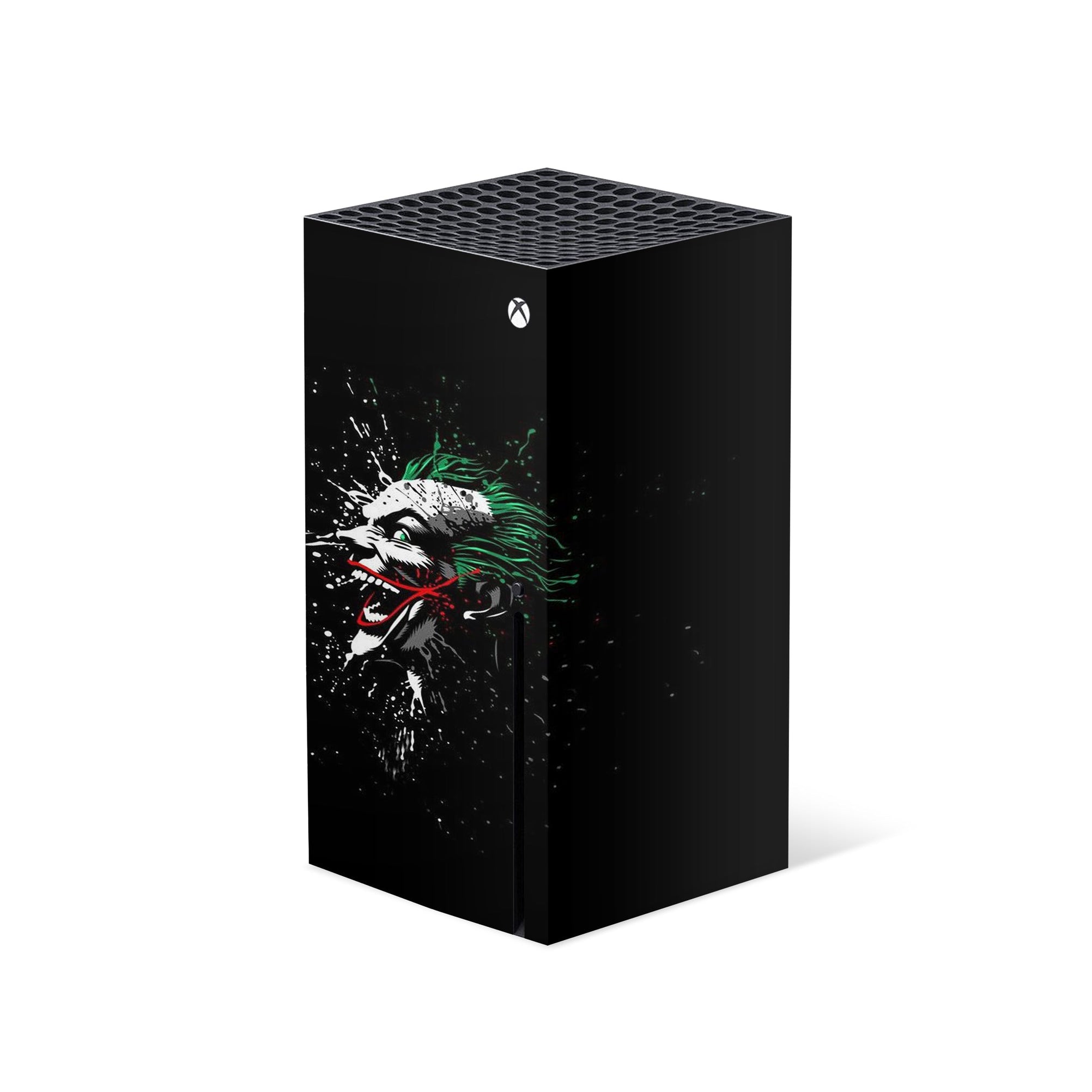 A video game skin featuring a Chaotic Clown King of Crime 12 design for the Xbox Series X.