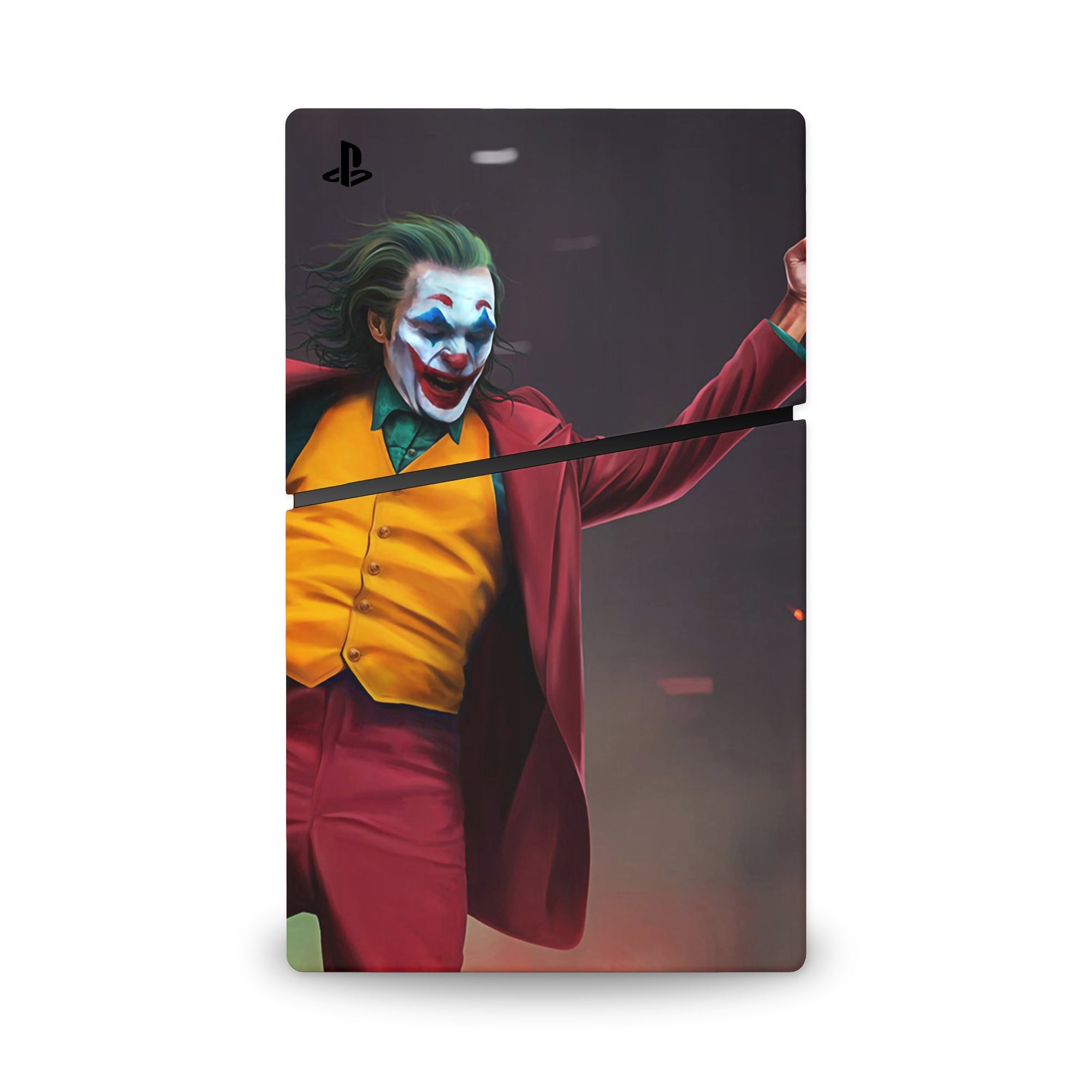 A video game skin featuring a Chaotic Clown King of Crime 13 design for the PS5 Slim Digital.