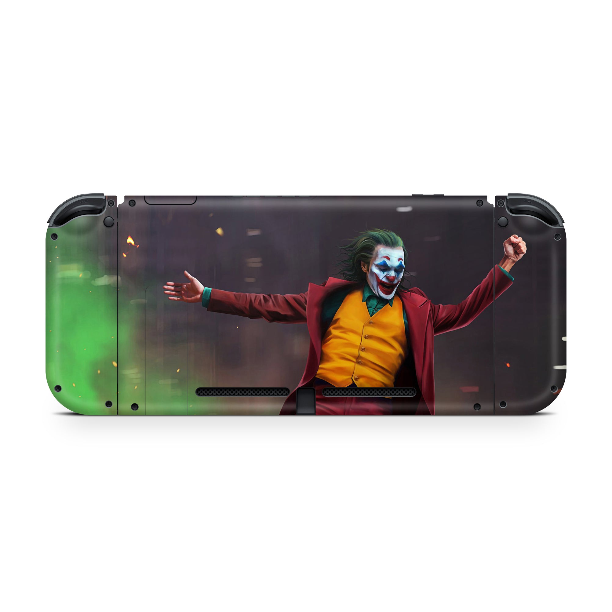 A video game skin featuring a Chaotic Clown King of Crime 13 design for the Nintendo Switch.