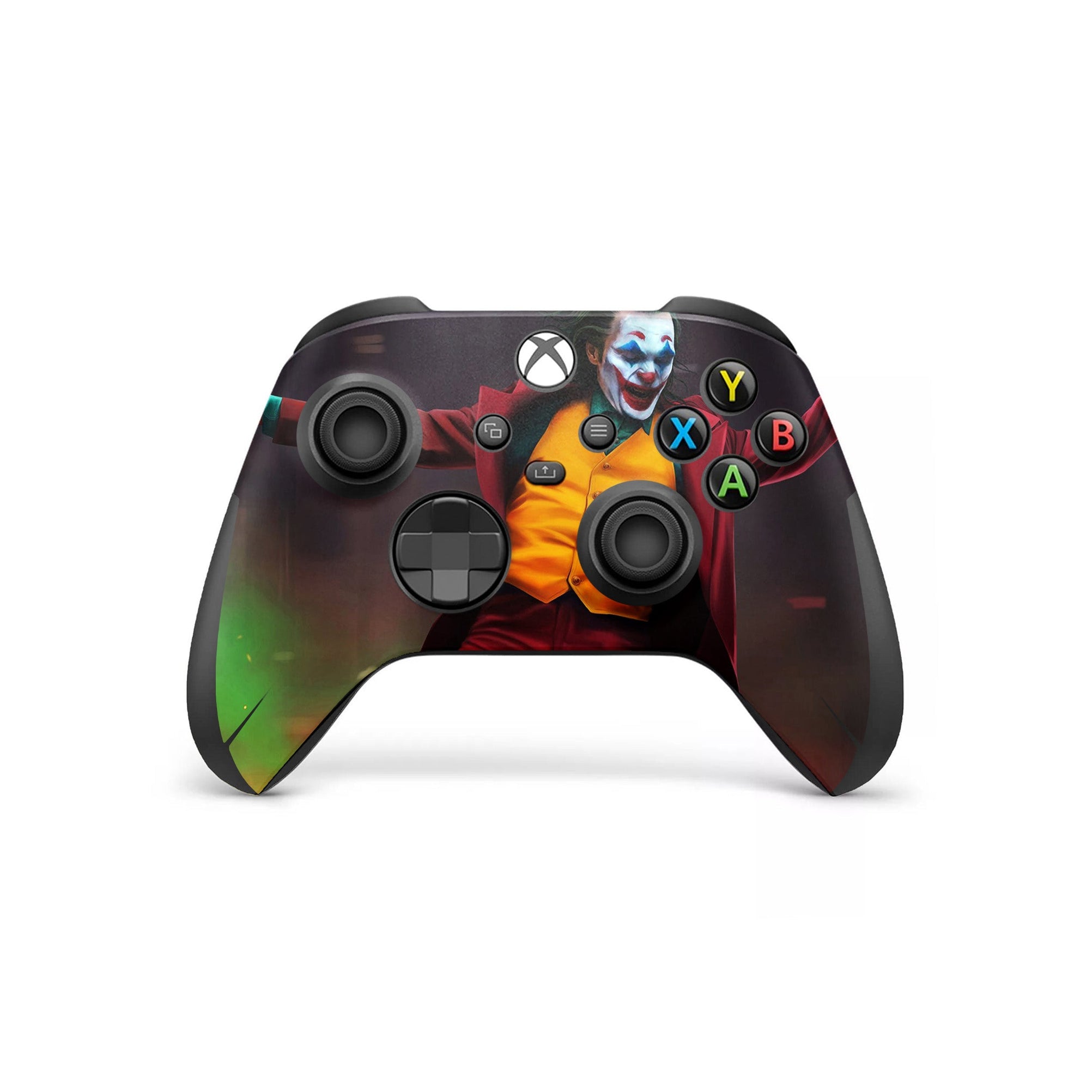 A video game skin featuring a Chaotic Clown King of Crime 13 design for the Xbox Series X Controller.