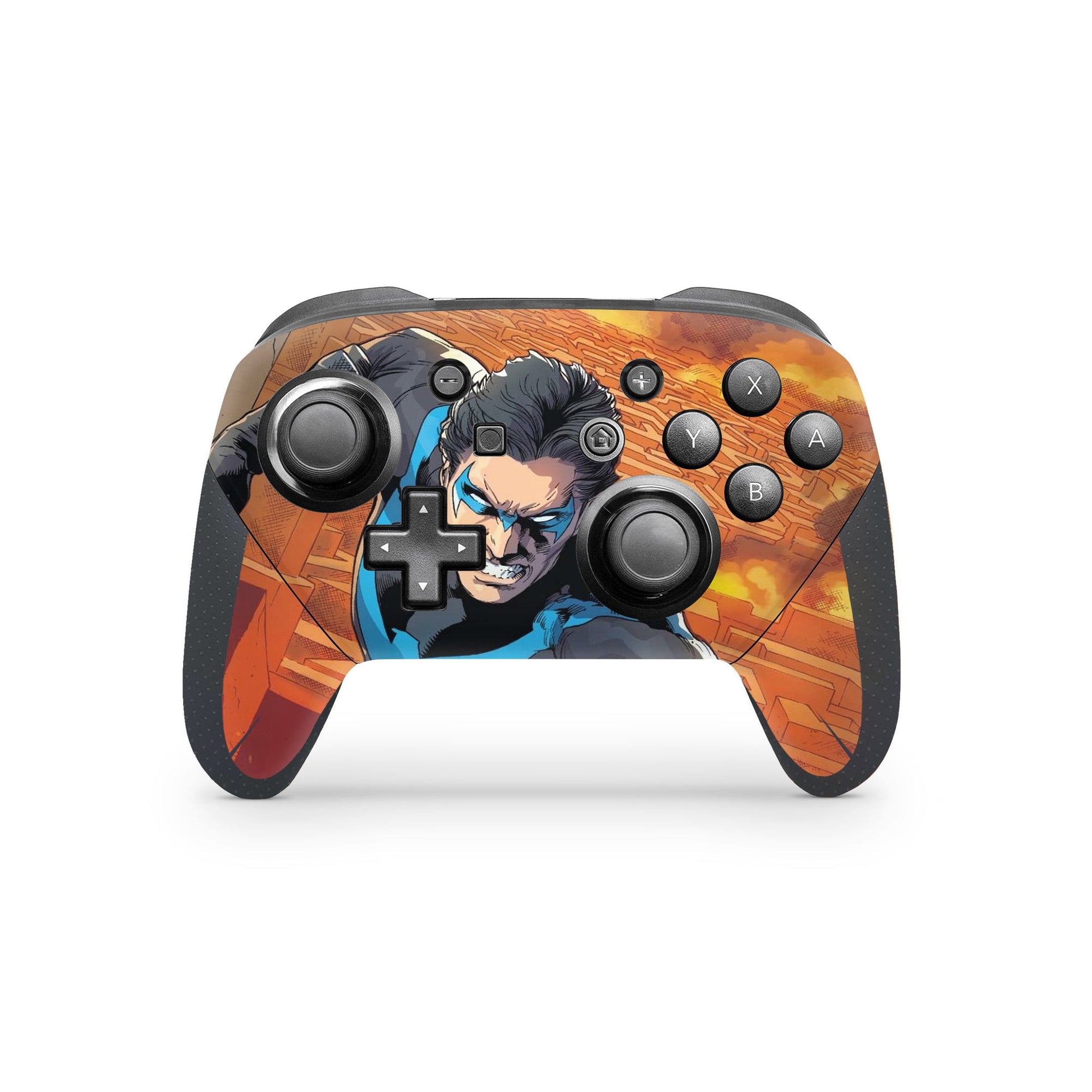 A video game skin featuring a Dynamic Defender 1 design for the Nintendo Switch Pro Controller.