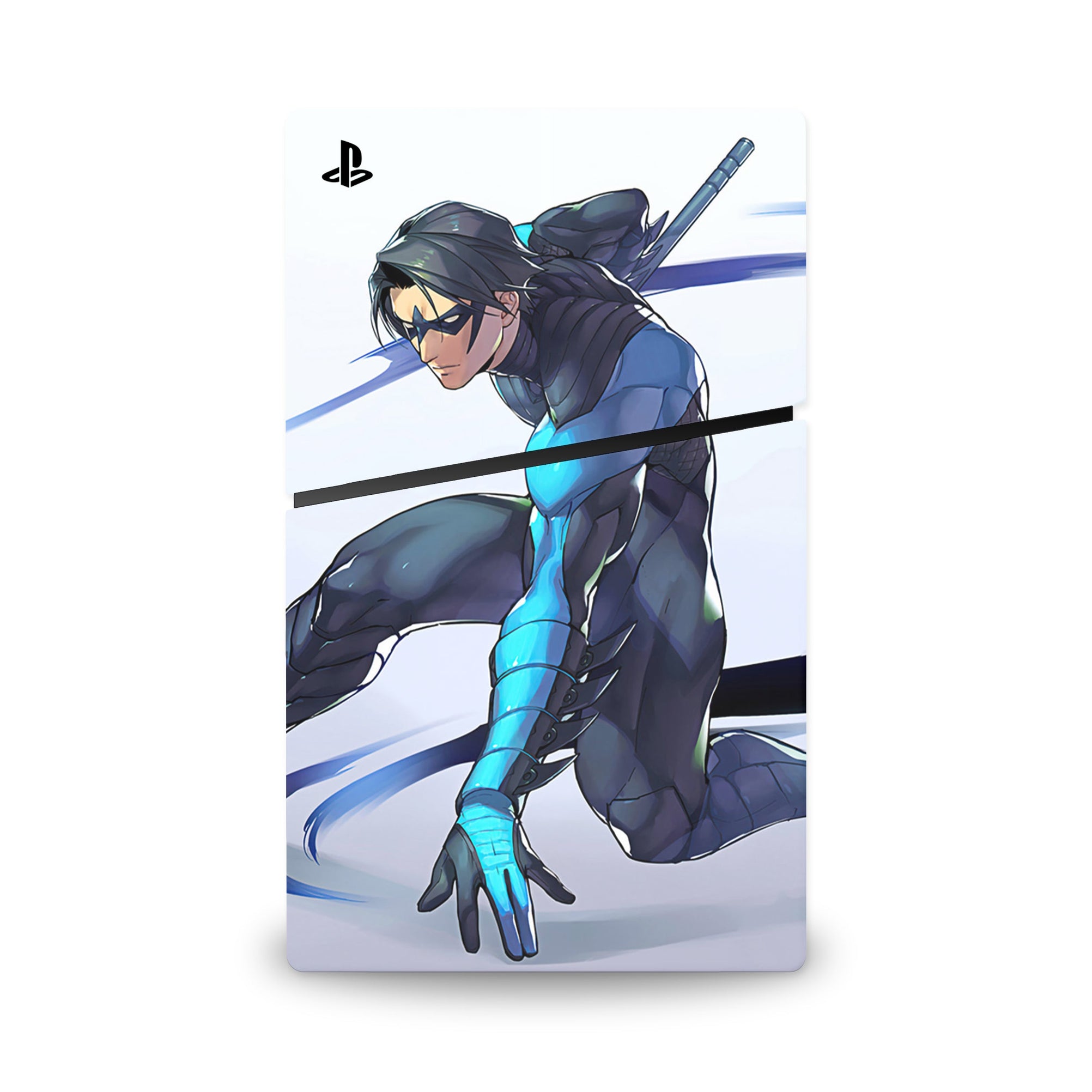 A video game skin featuring a Dynamic Defender 2 design for the PS5 Slim Digital.